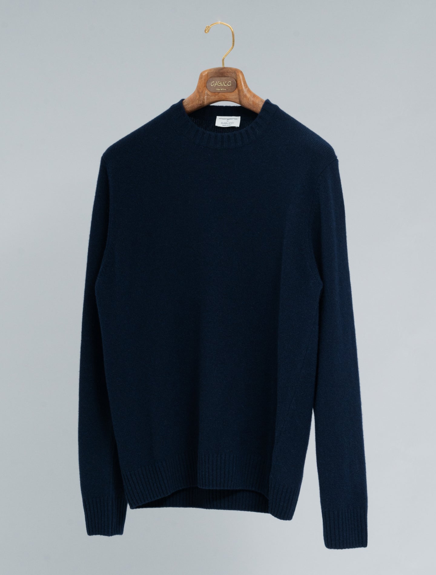 Heavy Knitted Wool Cashmere Crewneck Deep Navy Morgano Knitwear 46