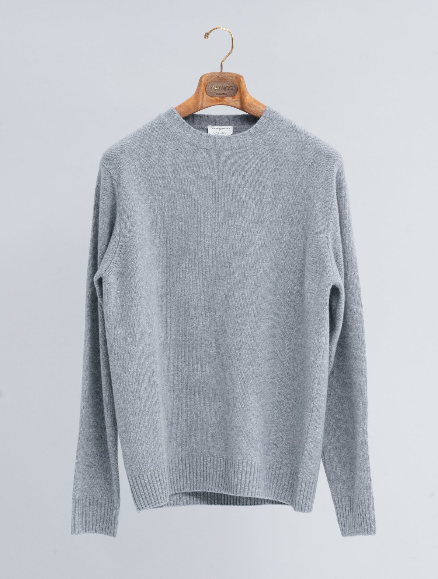 Heavy Knitted Wool Cashmere Crewneck Grey Morgano Knitwear 46