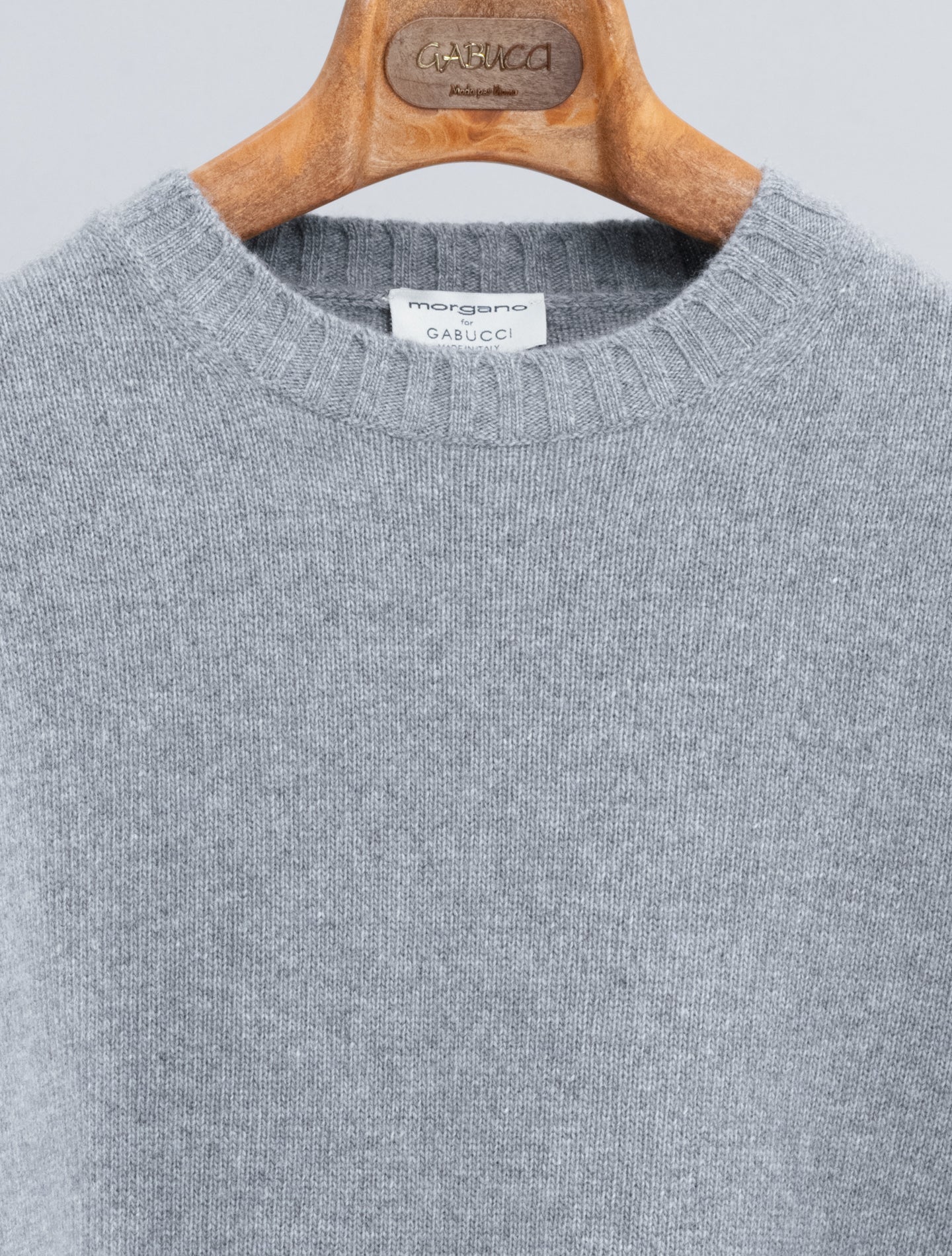 Heavy Knitted Wool Cashmere Crewneck Grey Morgano Knitwear 46