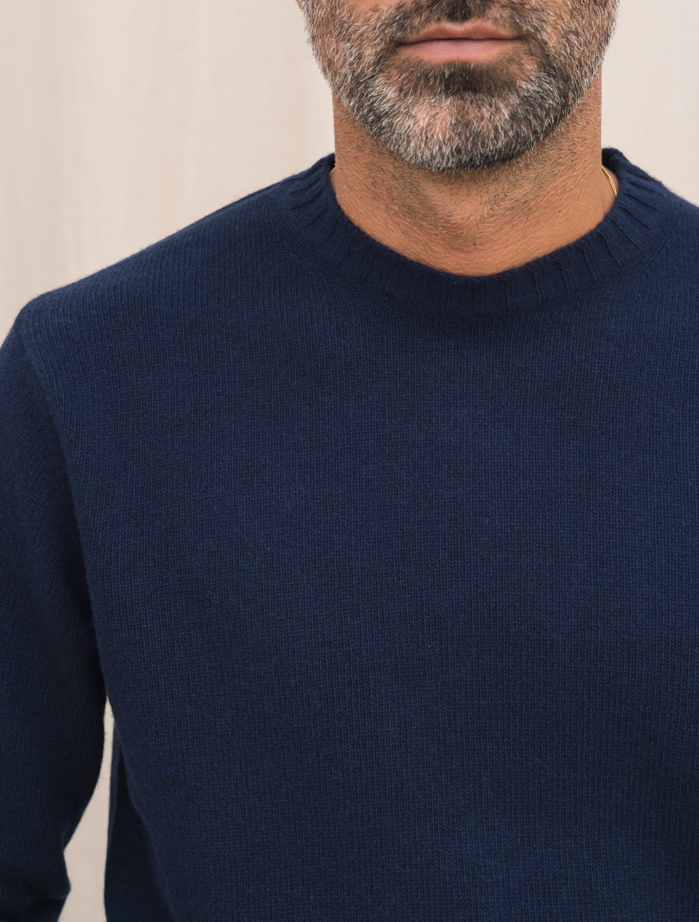 Heavy Knitted Wool Cashmere Crewneck Navy Morgano Knitwear Gabucci