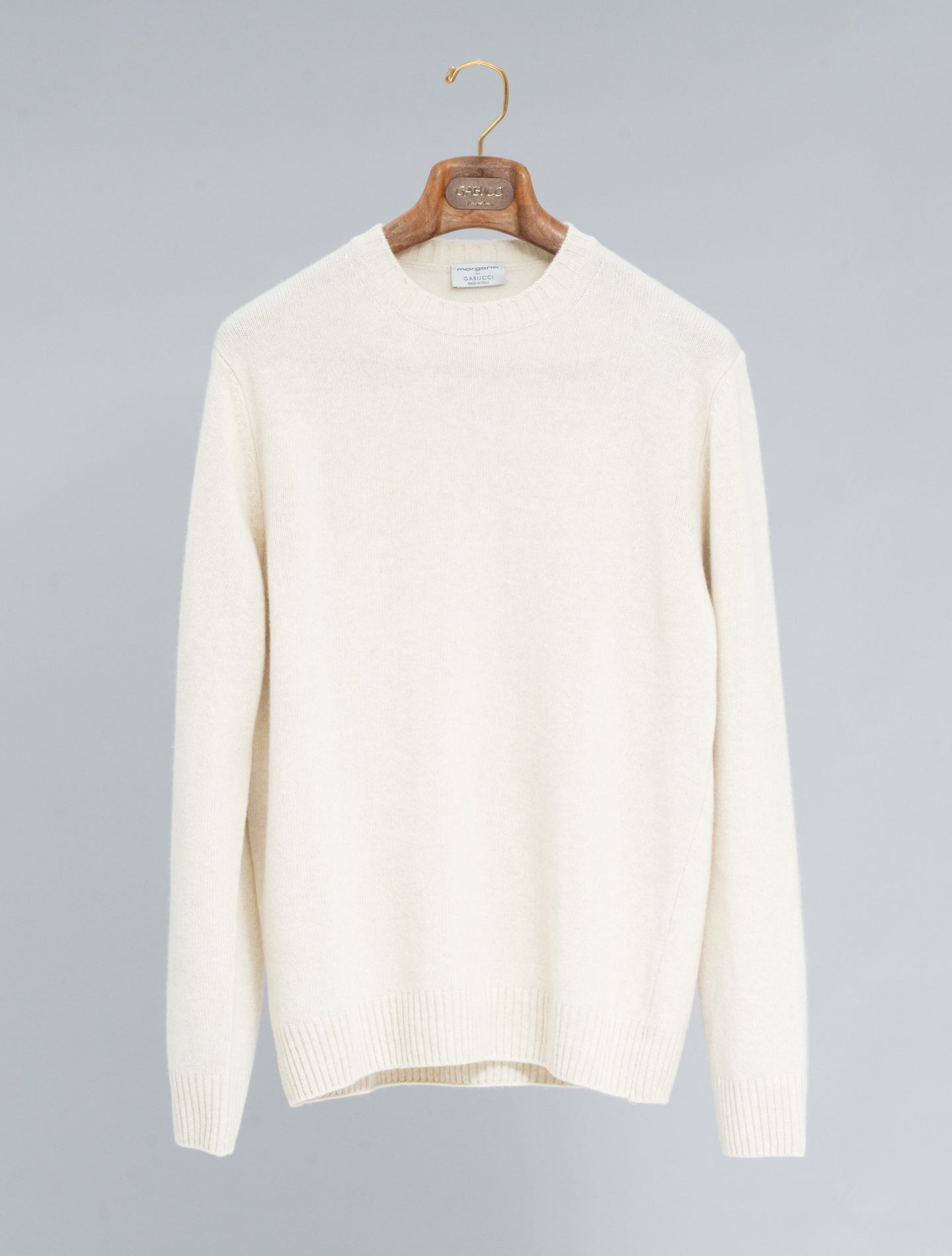 Heavy Knitted Wool Cashmere Crewneck Pergament Beige Morgano Knitwear 46