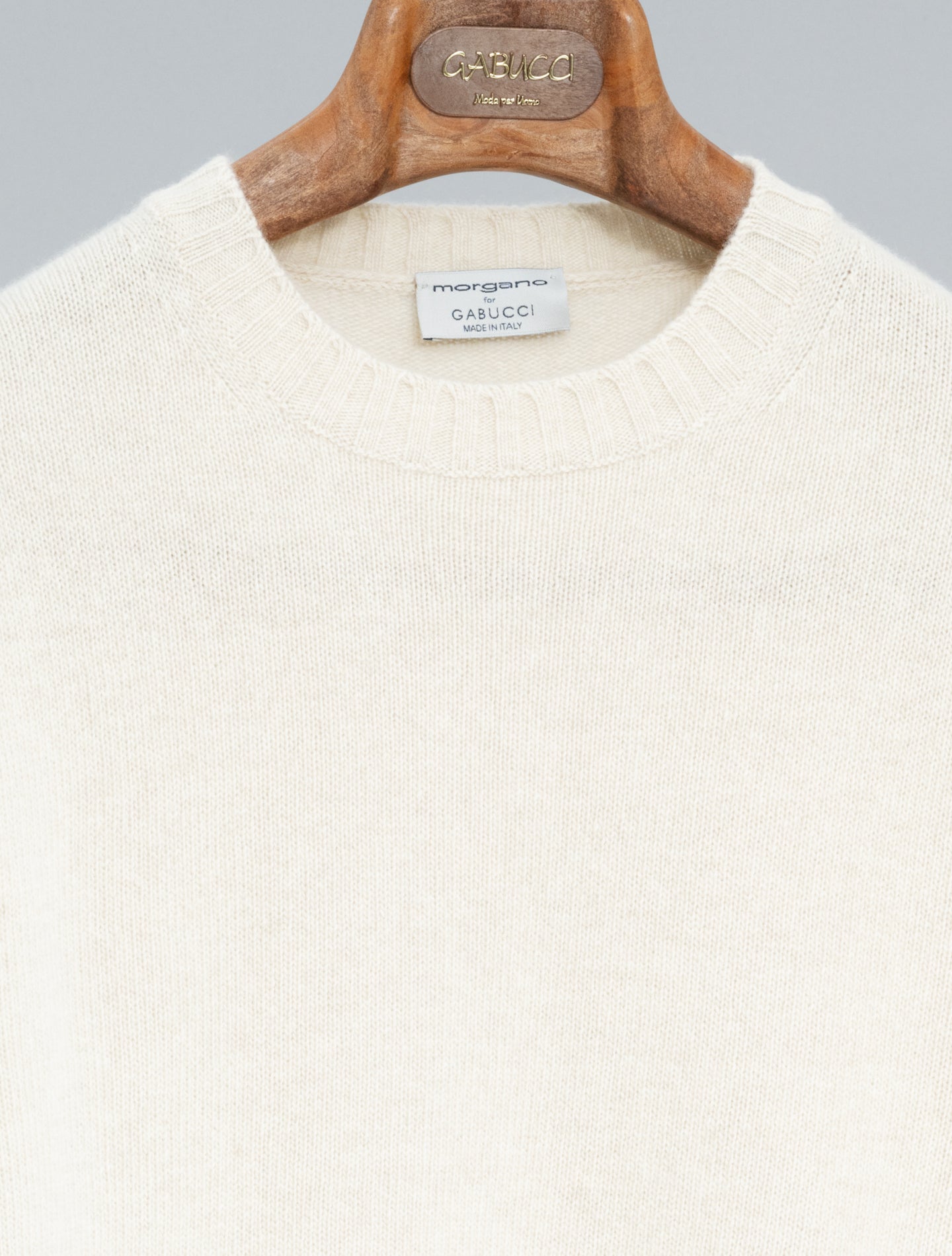 Heavy Knitted Wool Cashmere Crewneck Pergament Beige Morgano Knitwear 46