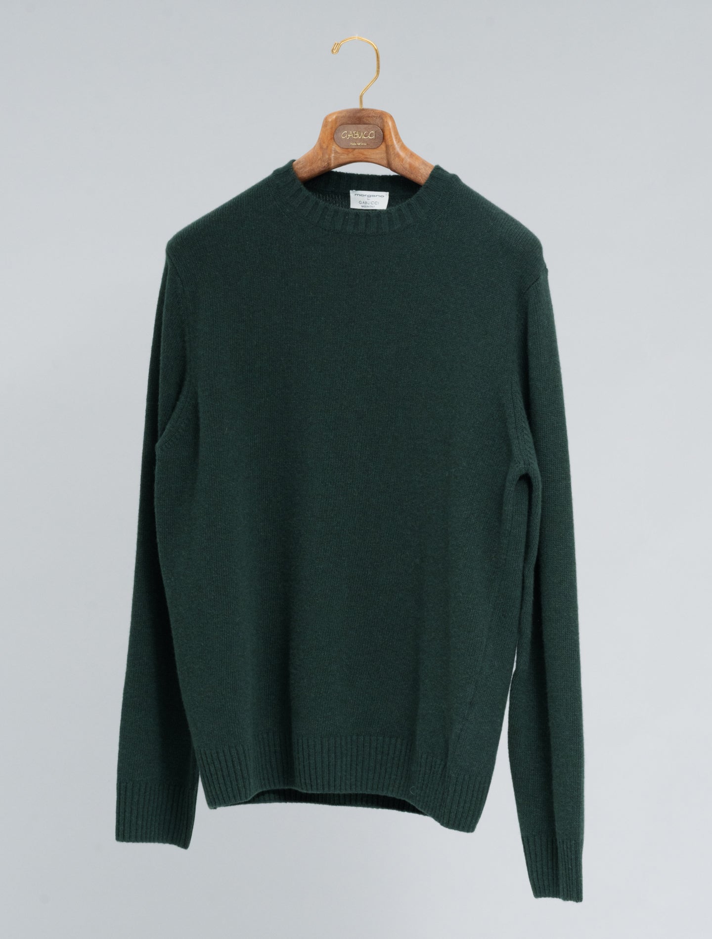Heavy Knitted Wool Cashmere Crewneck Pino Green Morgano Knitwear 46