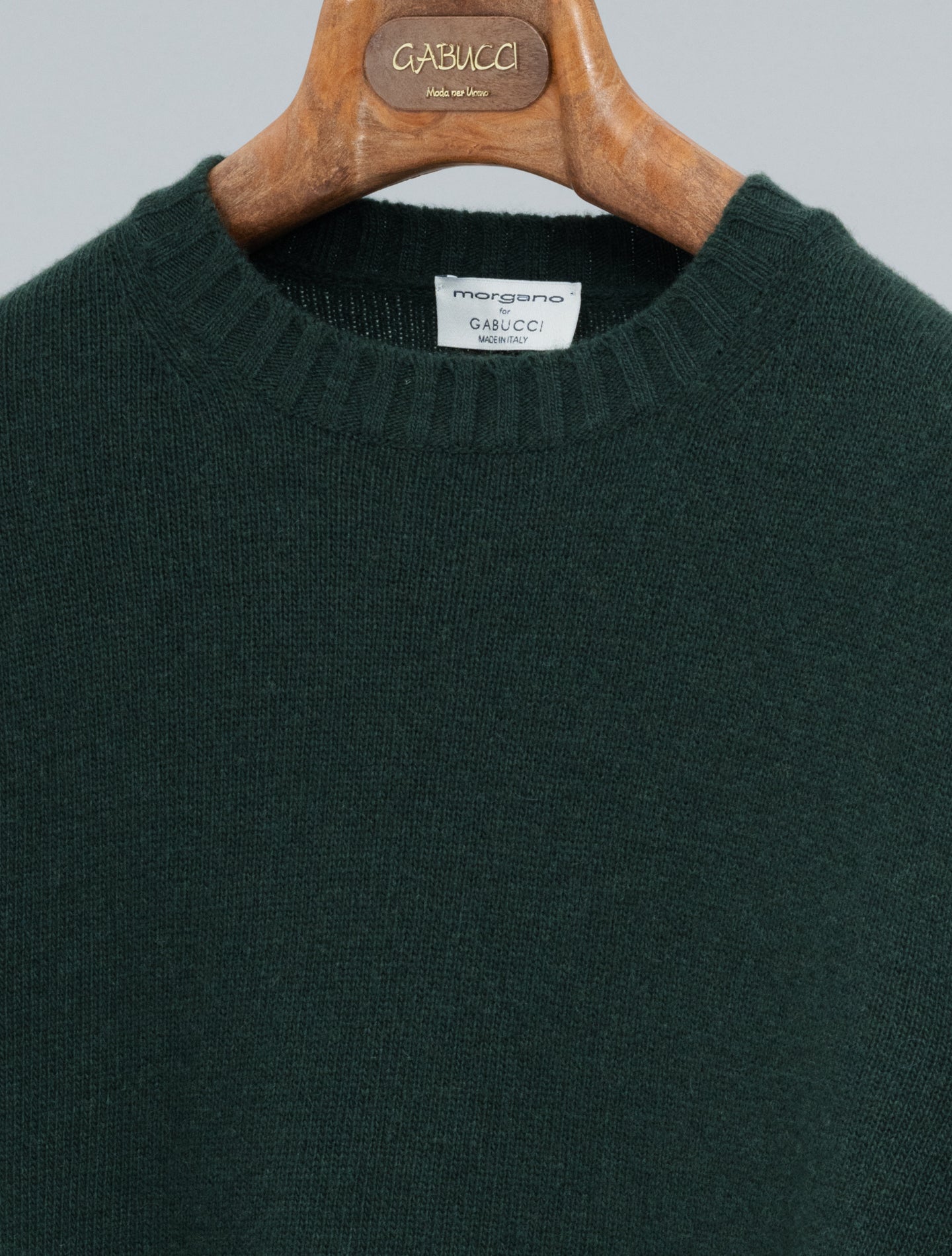 Heavy Knitted Wool Cashmere Crewneck Pino Green Morgano Knitwear 46