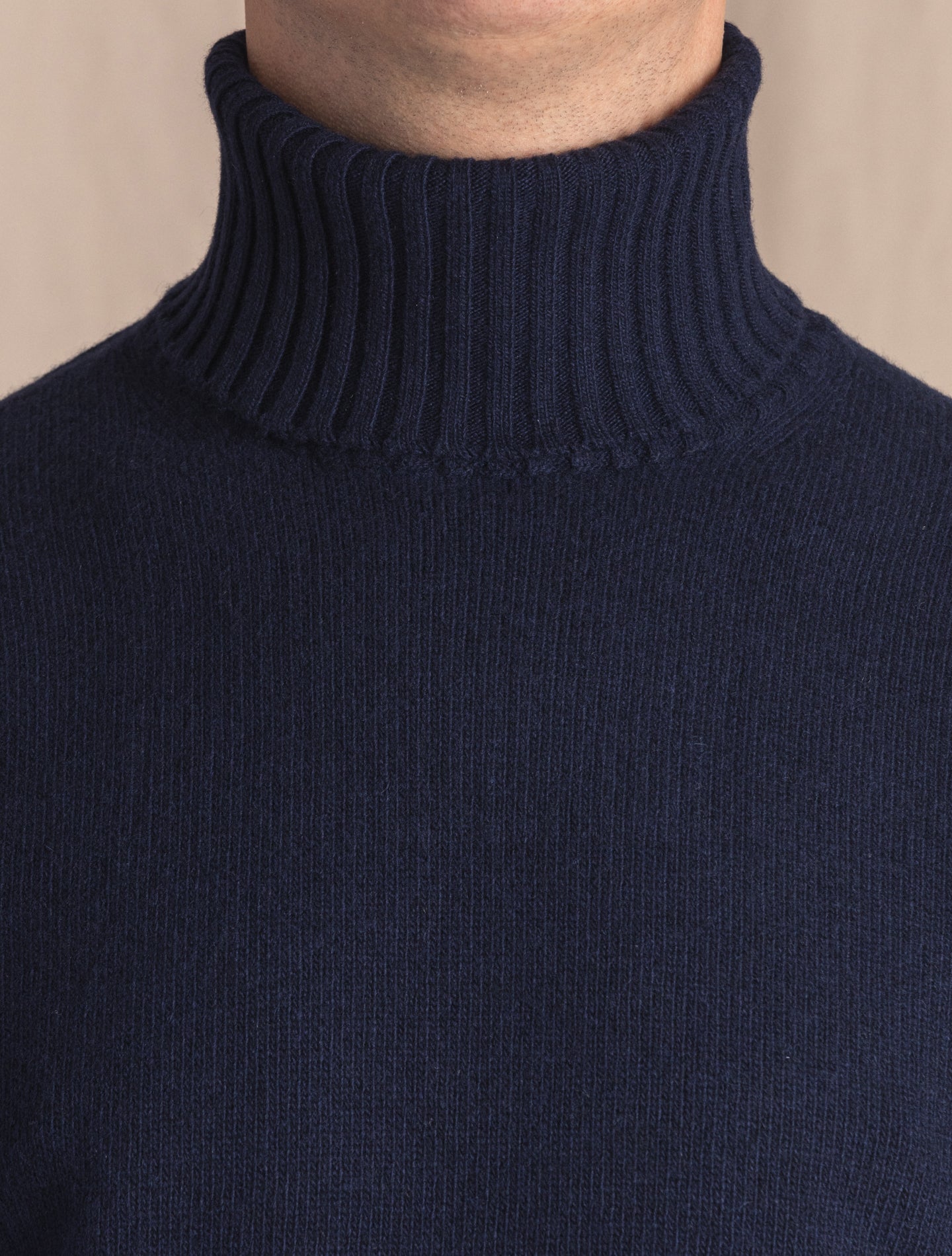 Heavy Knitted Wool Cashmere Rollneck Navy Morgano Knitwear 46