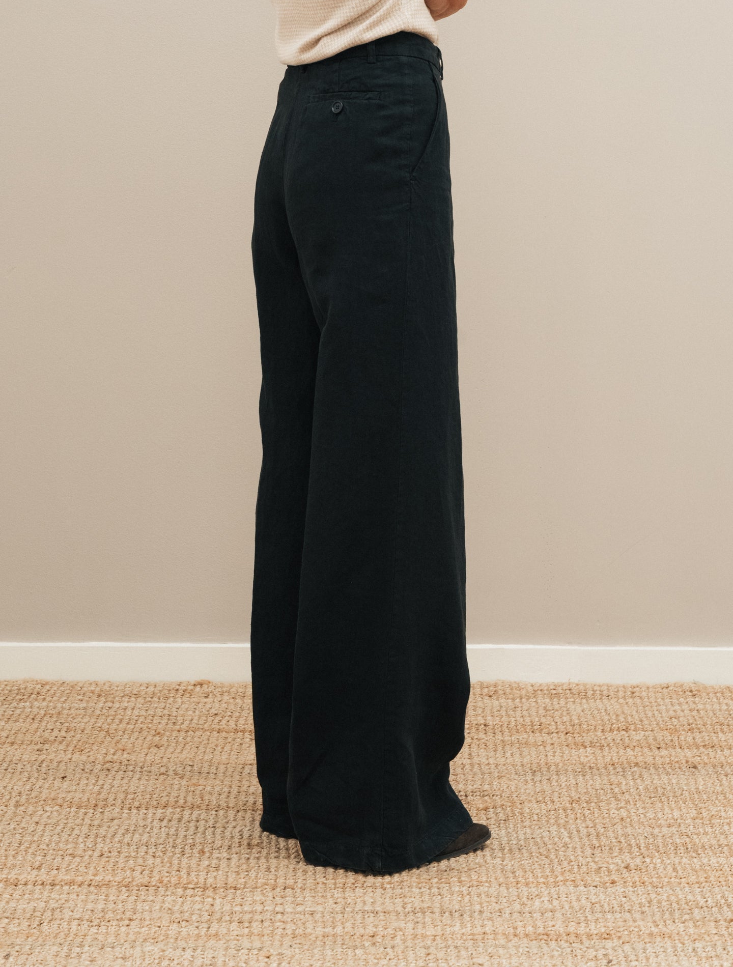 Hgih Waist Linen Trousers Black Aspesi Trousers IT 38