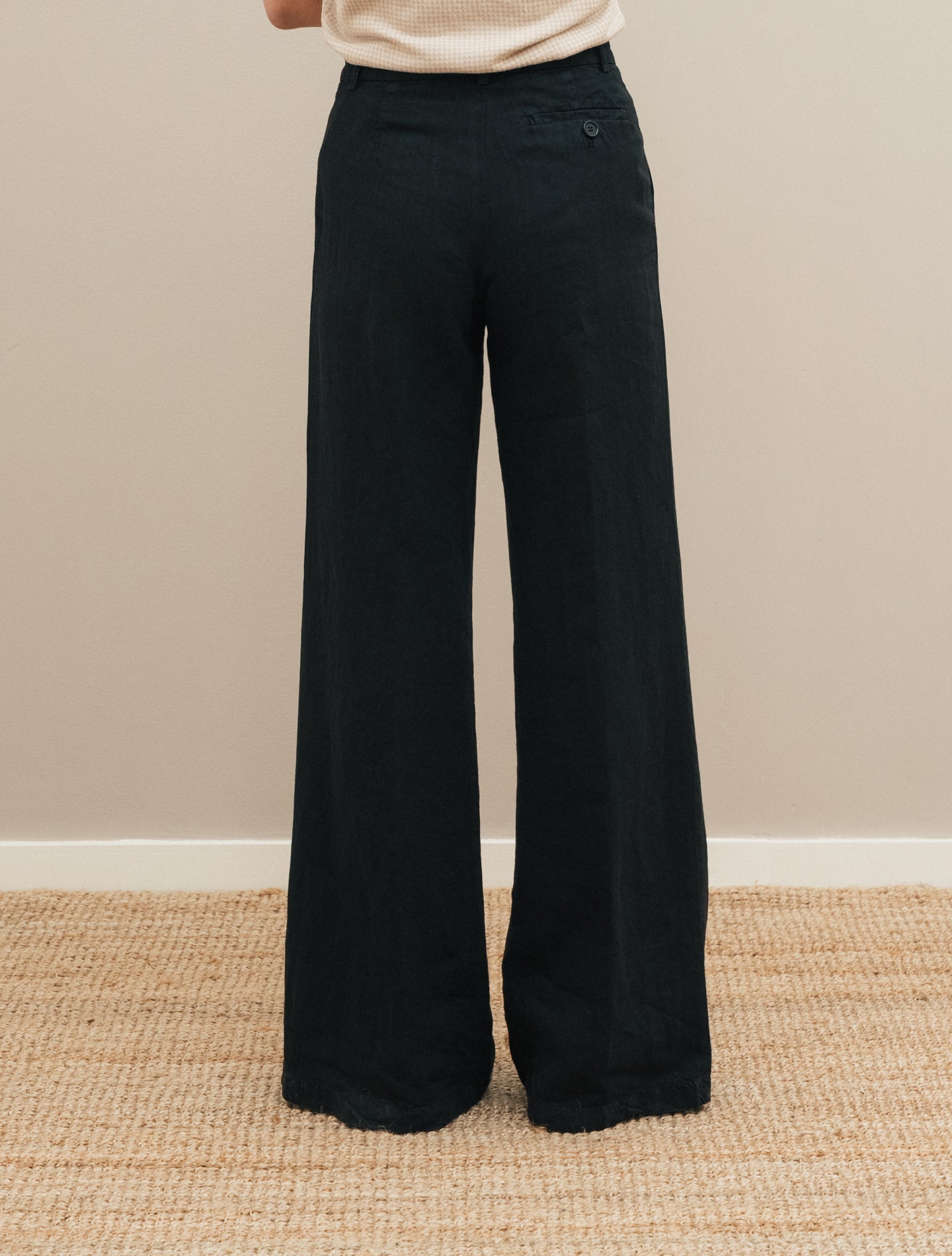 Hgih Waist Linen Trousers Black Aspesi Trousers IT 38