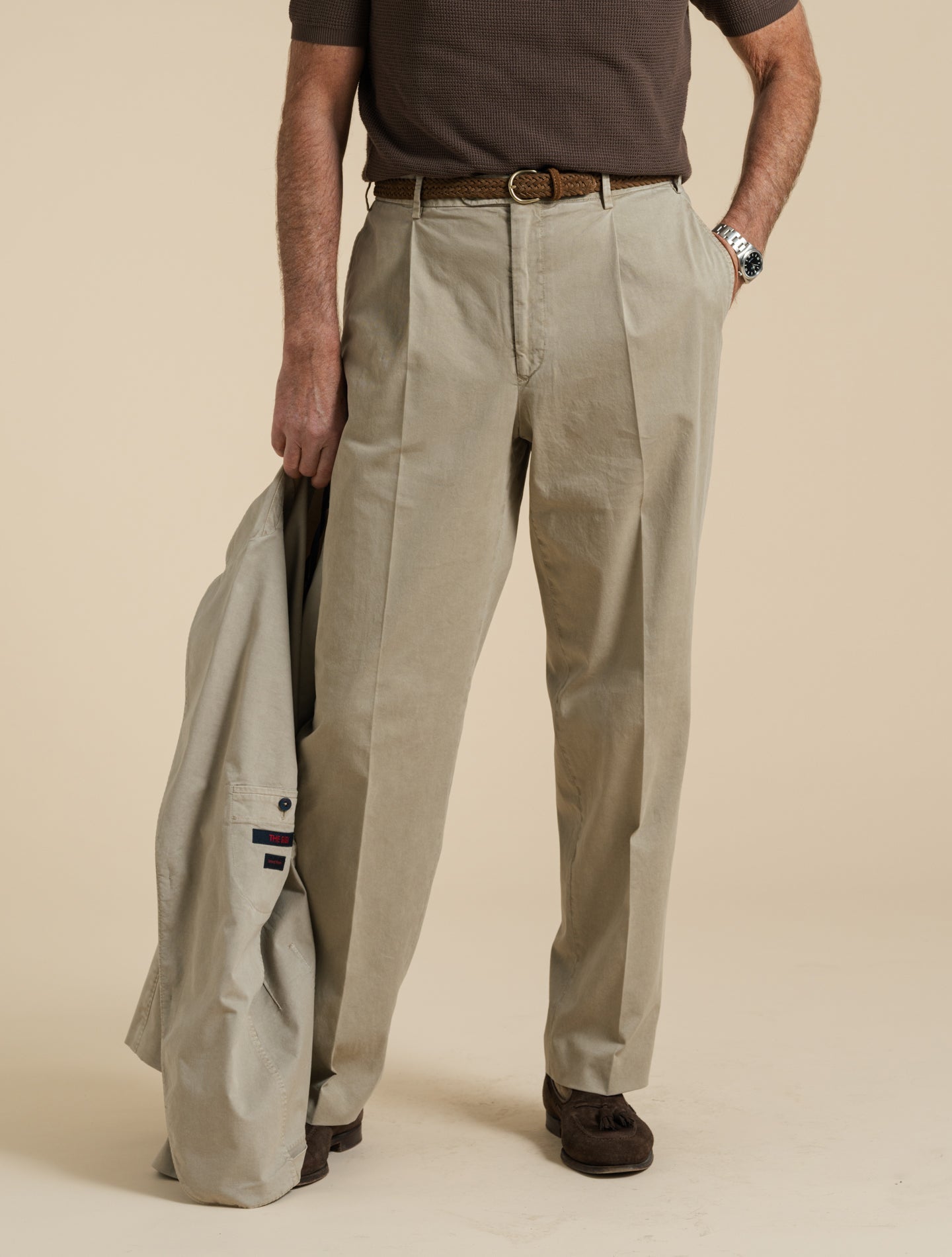 High Rise Cotton Trousers Beige Gigi Trousers 48