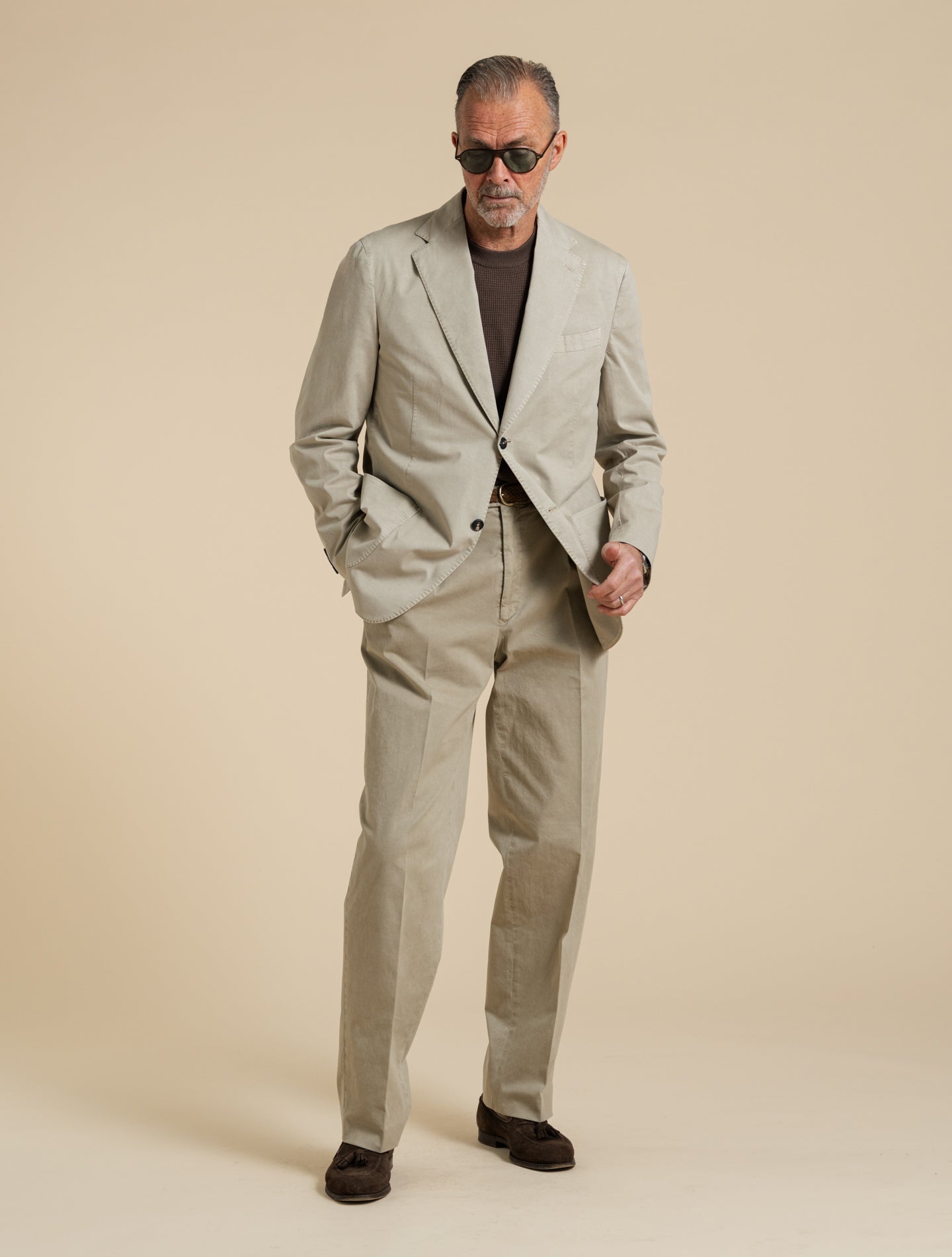 High Rise Cotton Trousers Beige Gigi Trousers 48