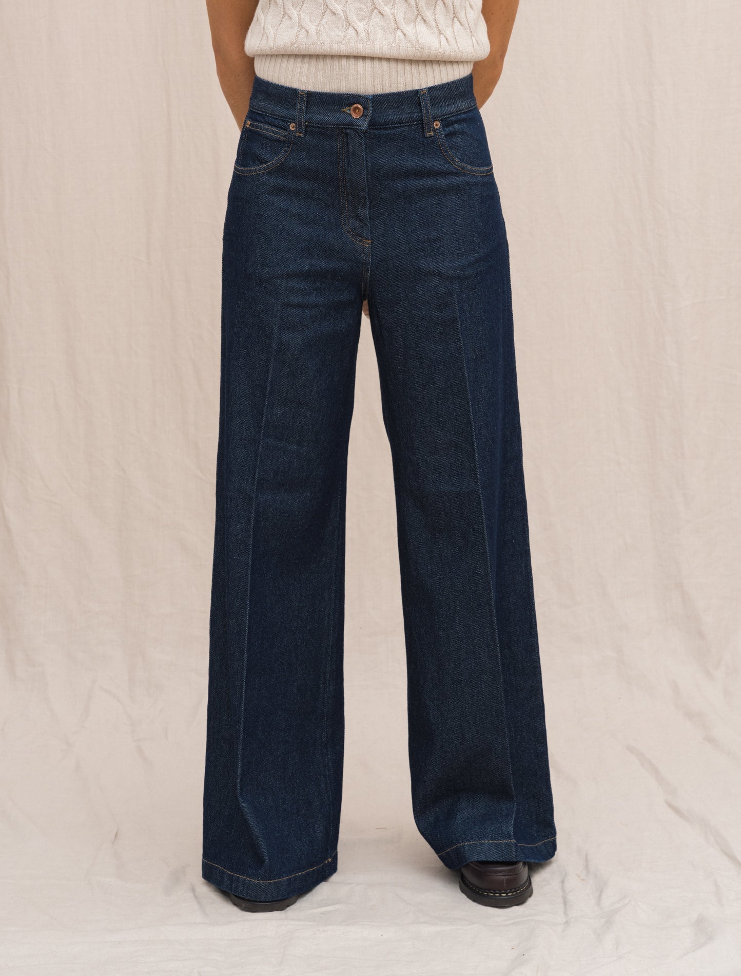 High Rise Wide Denim Rinsed Aspesi Jeans 26