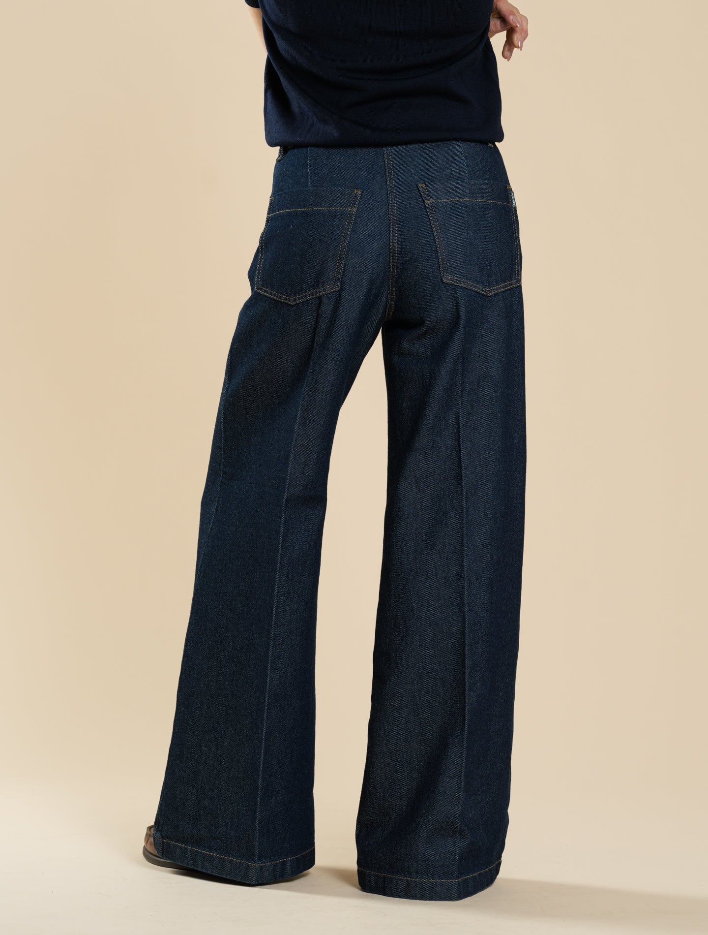 High Rise Wide Denim Trousers Rinsed Aspesi Jeans 25