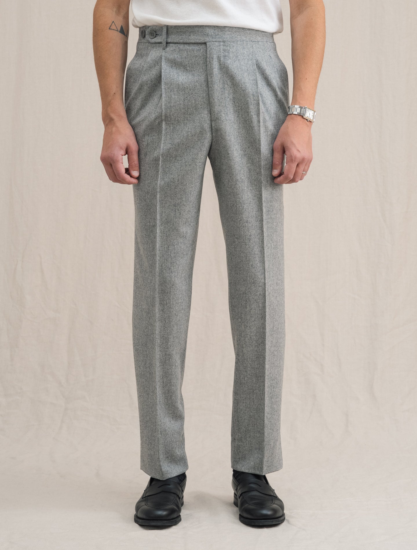 High Rise Wool flannel Trouser Light Grey Rota Trousers 46