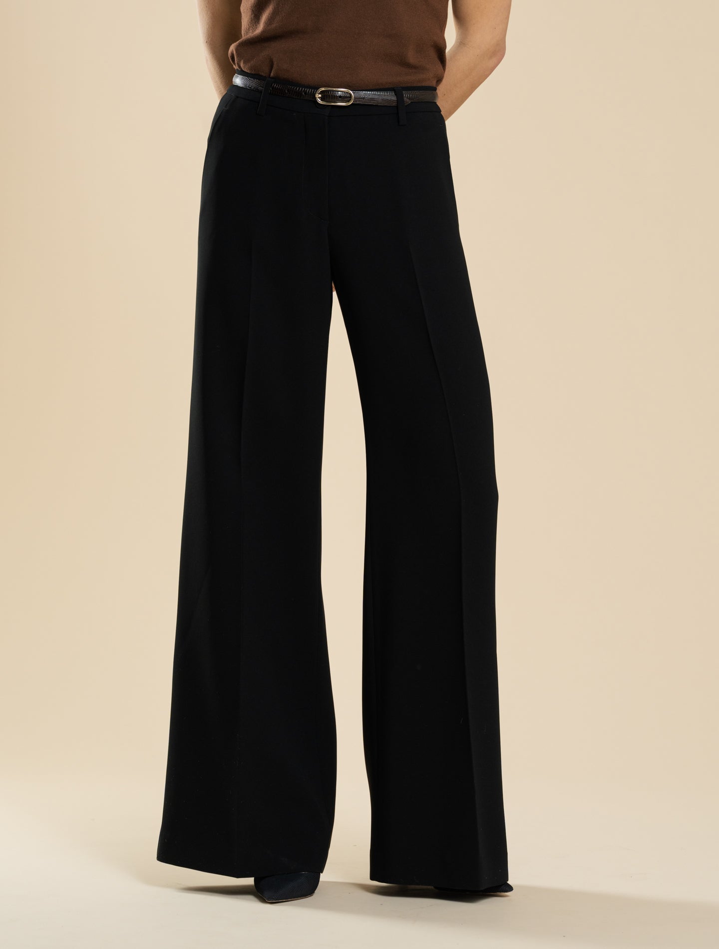 High Waisted Crepe Cady Trousers Black Aspesi Trousers IT 38