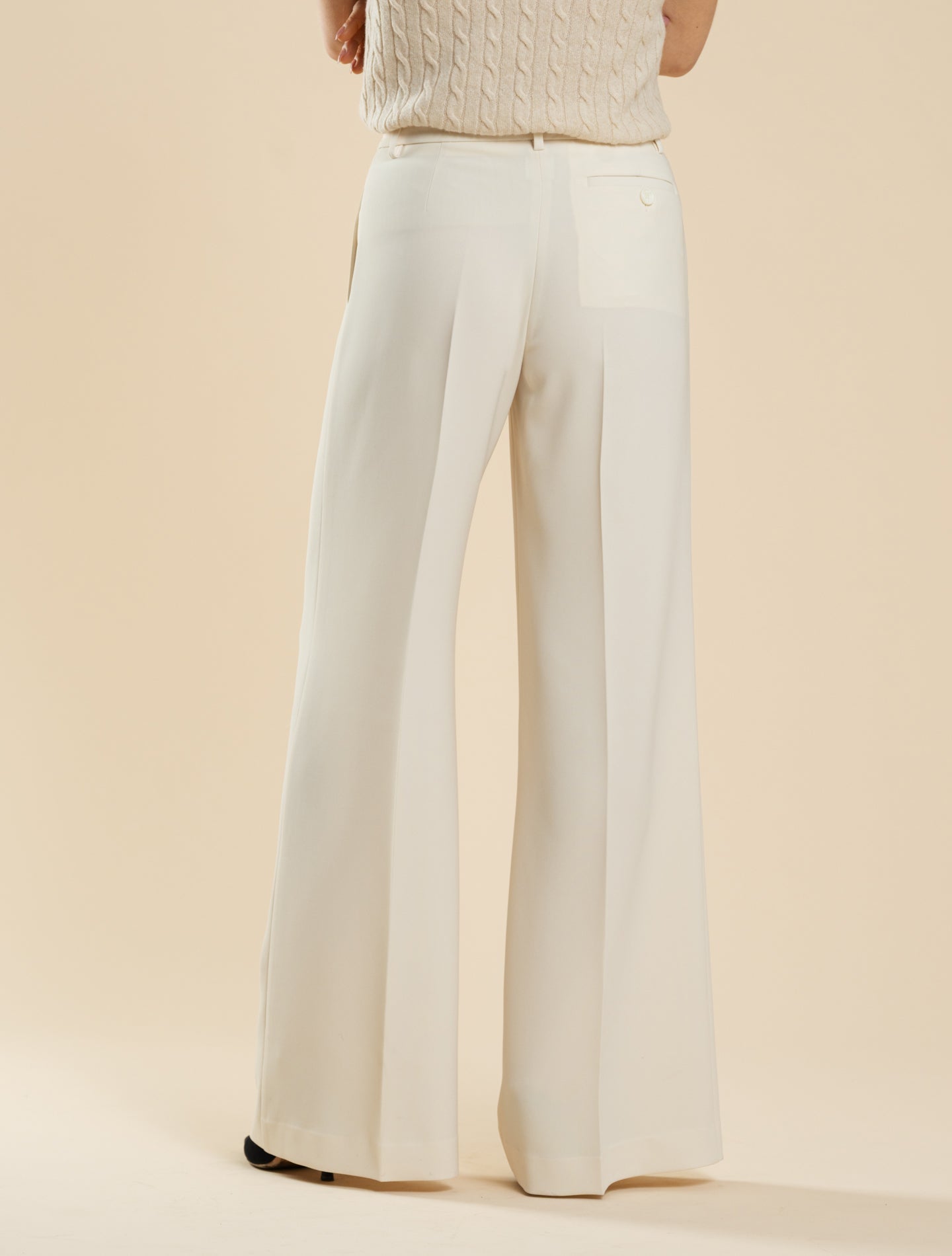 High Waisted Crepe Cady Trousers Natural Aspesi Trousers IT 38
