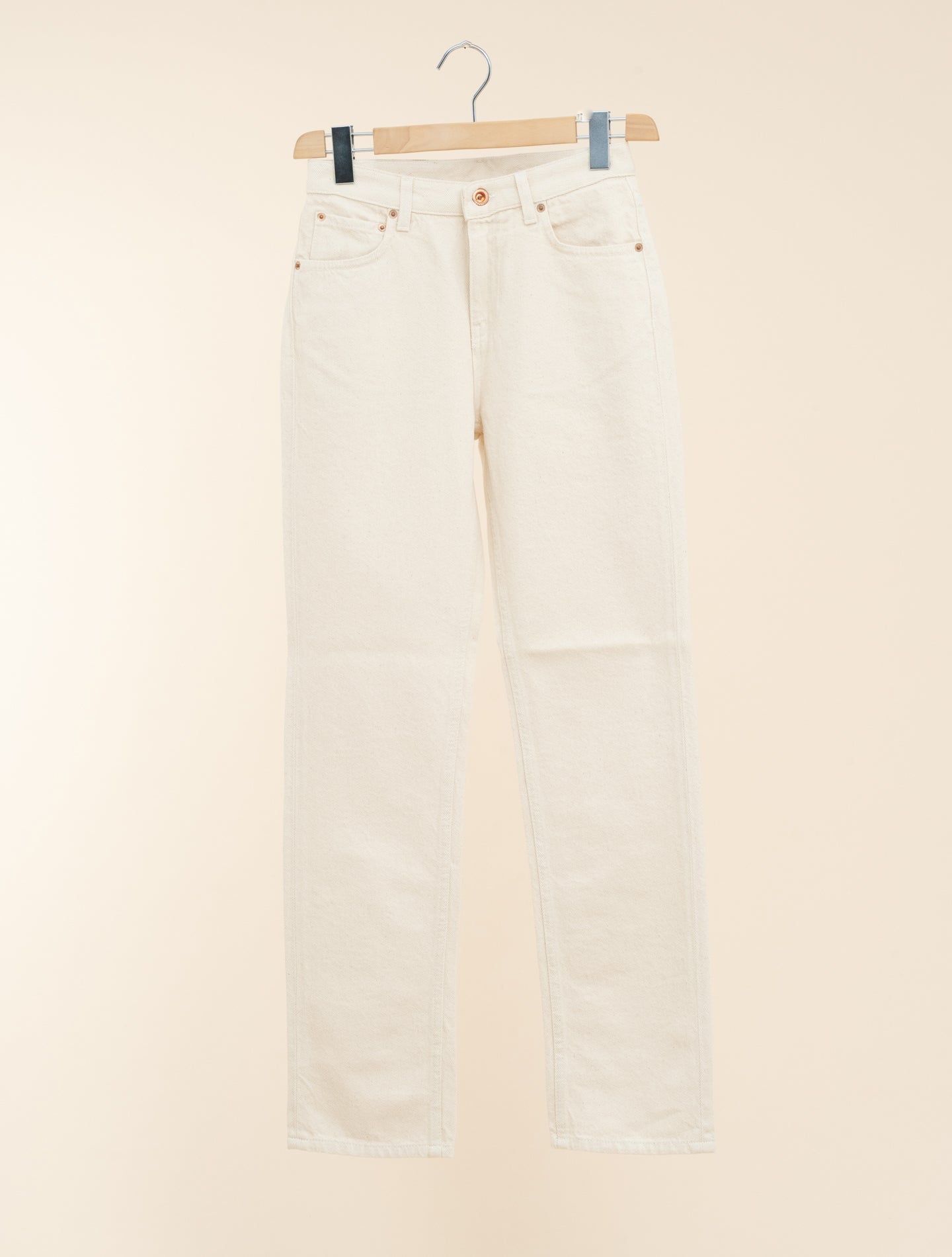 High Waisted Straight Leg Jeans Ecru Aspesi Jeans 25
