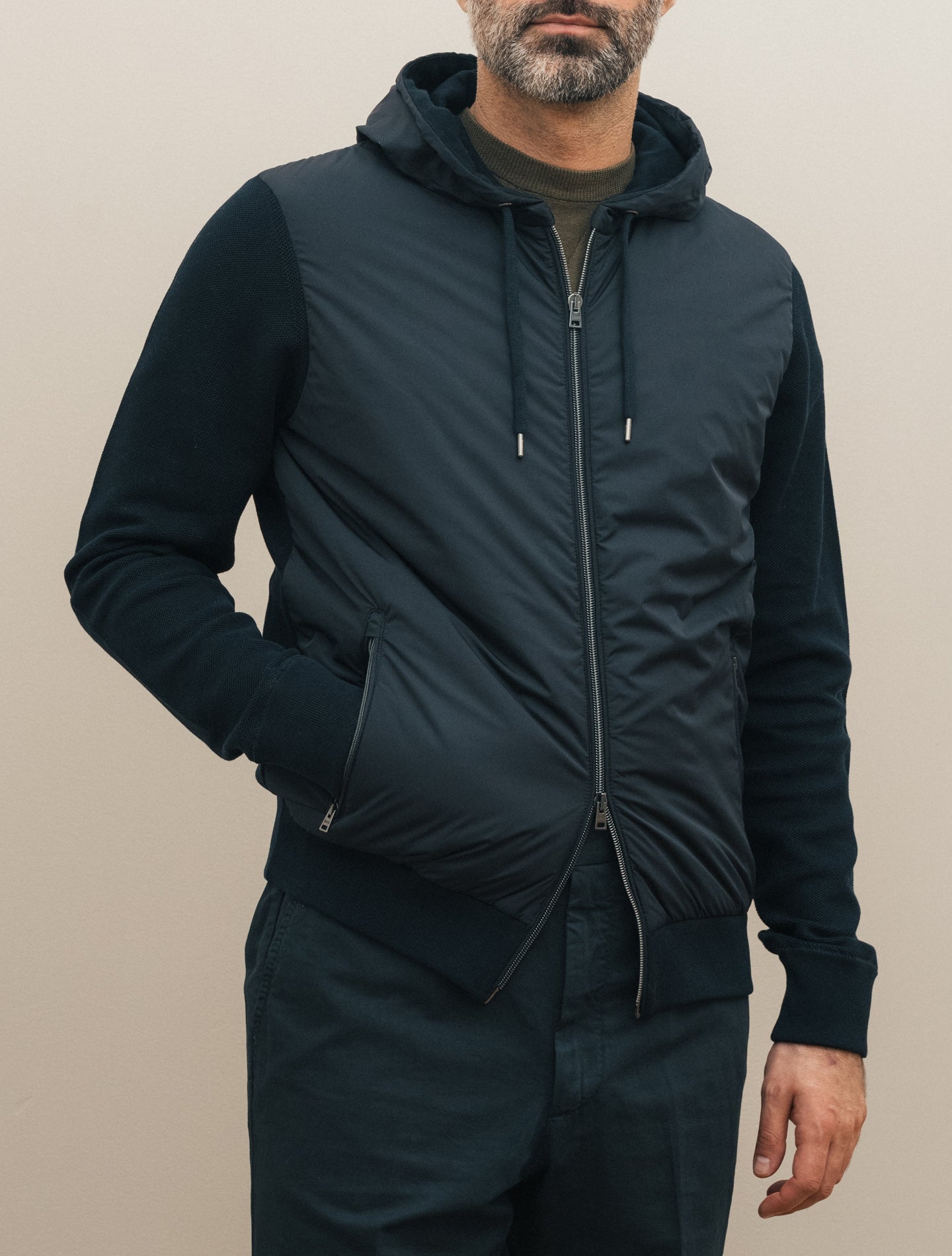 Hooded Sweater jacket Navy Herno Outerwear 48