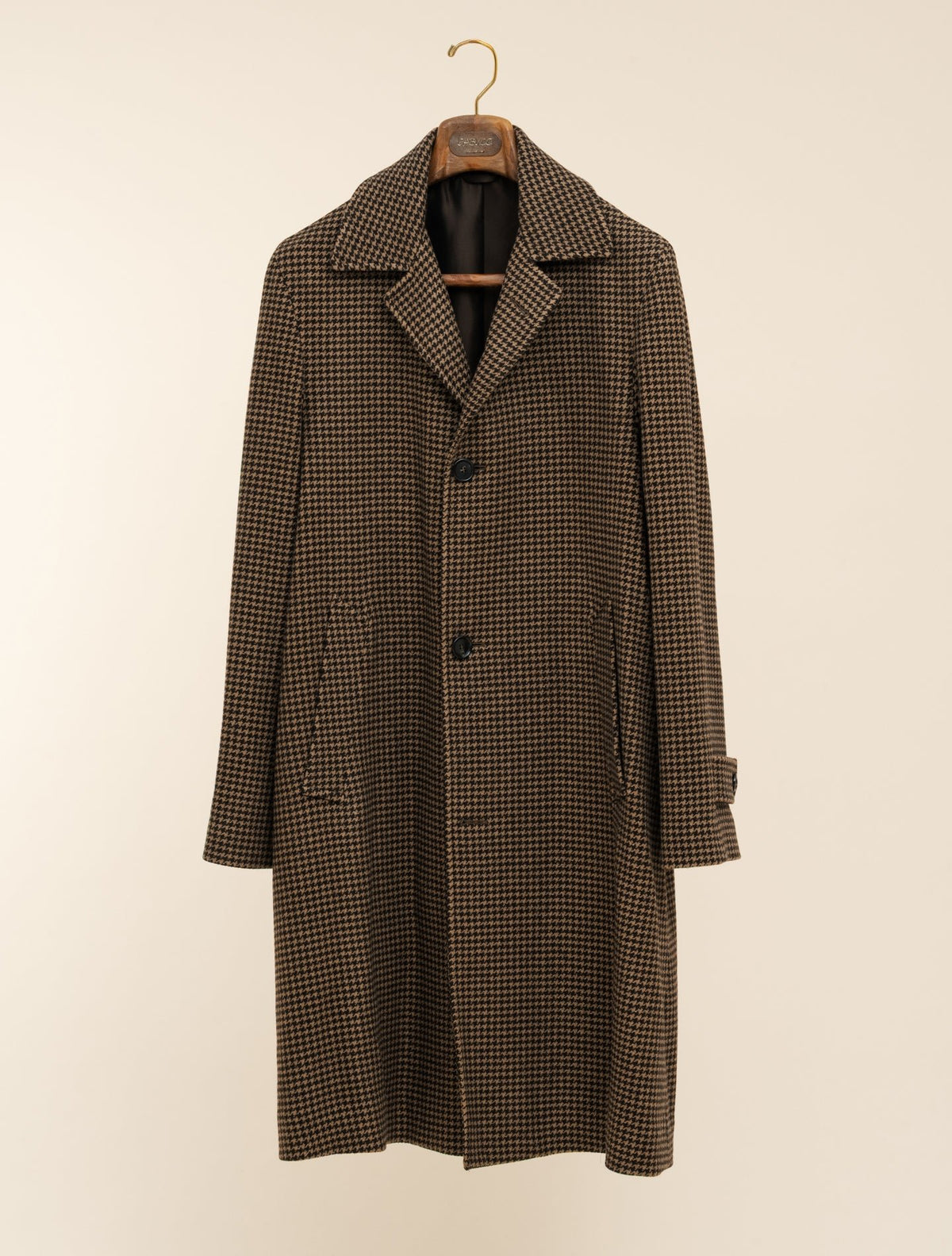 Houndstooth Half-Raglan Coat Brown Gabucci Outerwear 48