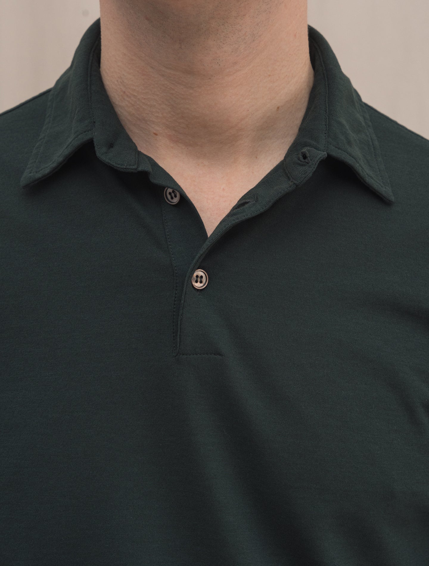 Ice Cotton Polo Shirt Long Sleeve Dark Green | Gabucci