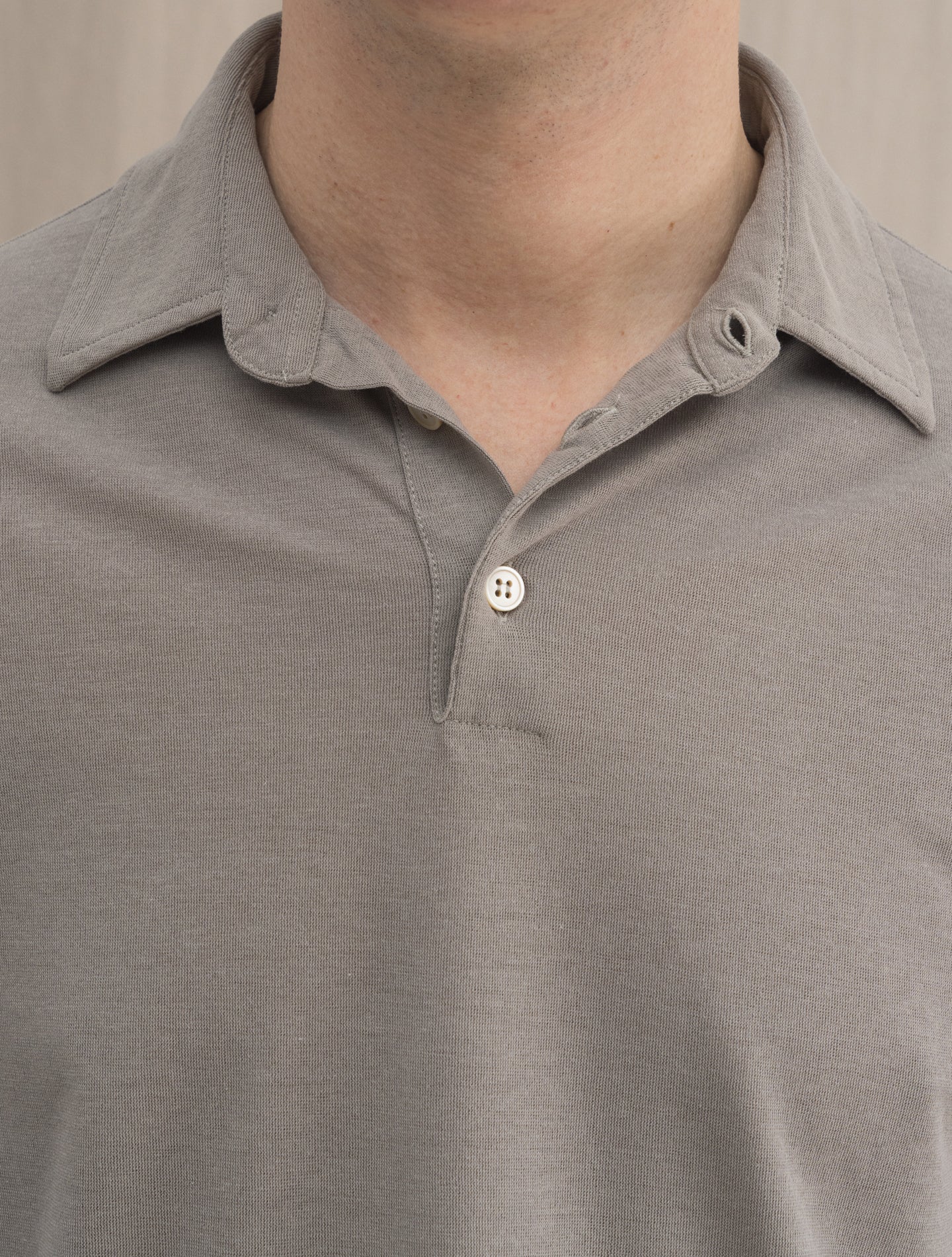 Ice Cotton Polo Shirt Long Sleeve Taupe | Gabucci