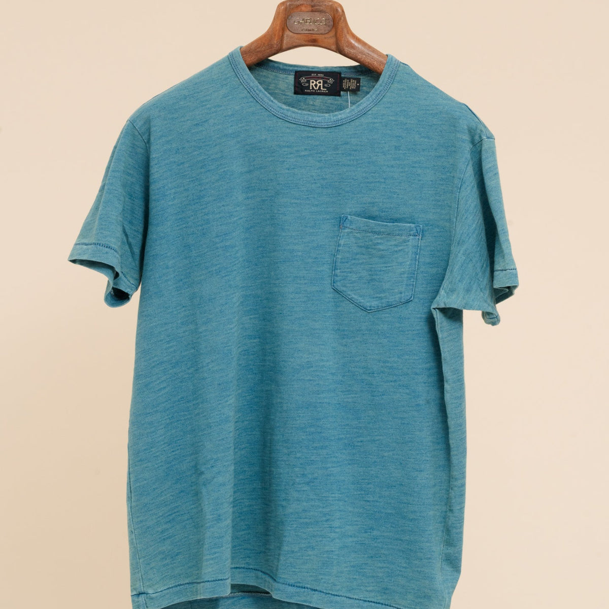 Indigo Pocket T-Shirt | Washed Blue Slub Jersey by Double RL | Gabucci