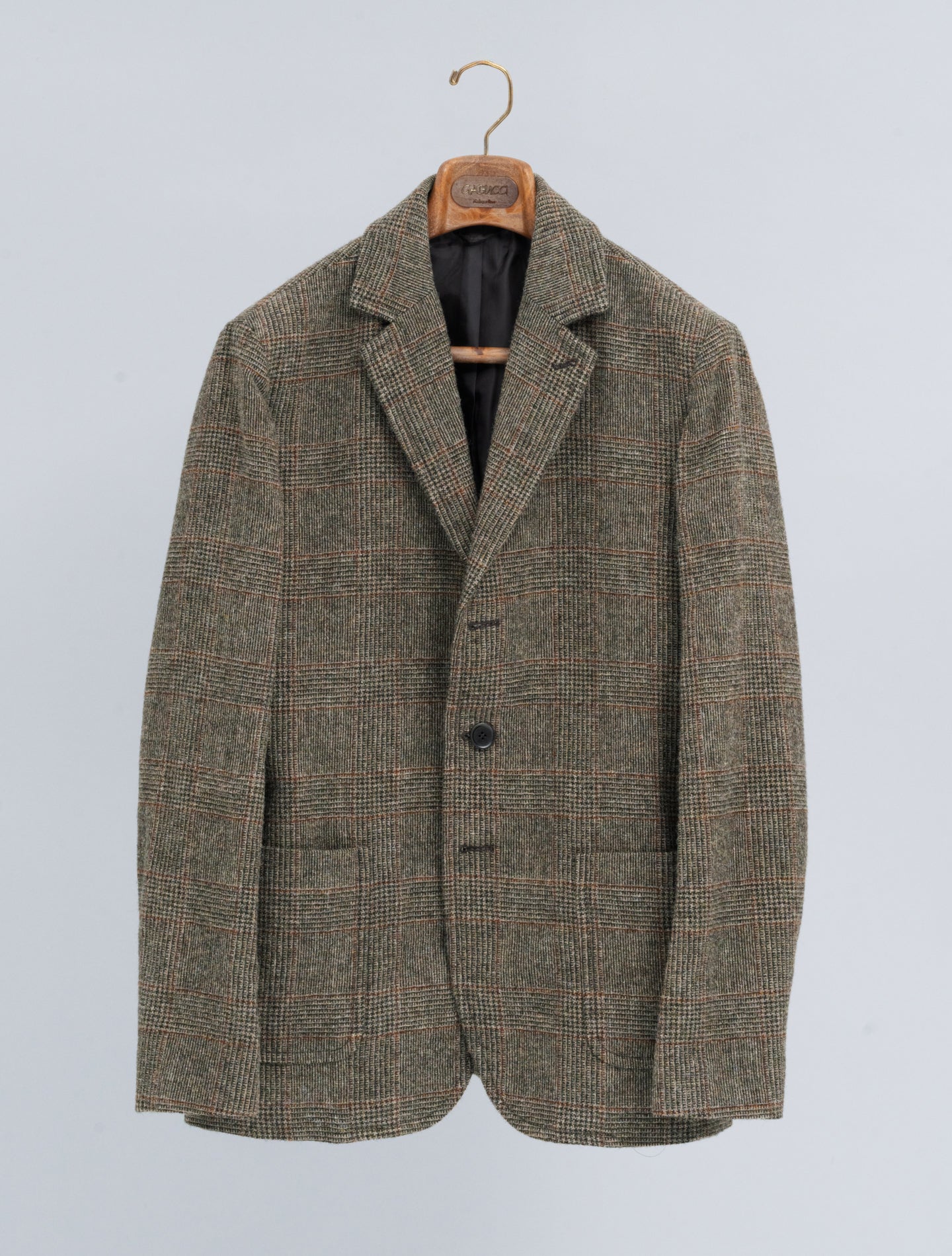 Isaac Single Breasted Shetland Wool Checked Jacket Brown Aspesi Jackets M