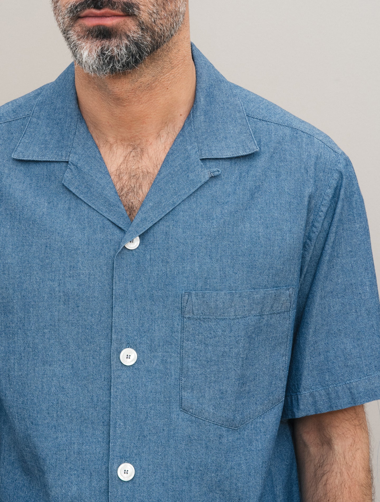 Japanese Chambray Bowling Shirt Denim Aspesi Shirts S