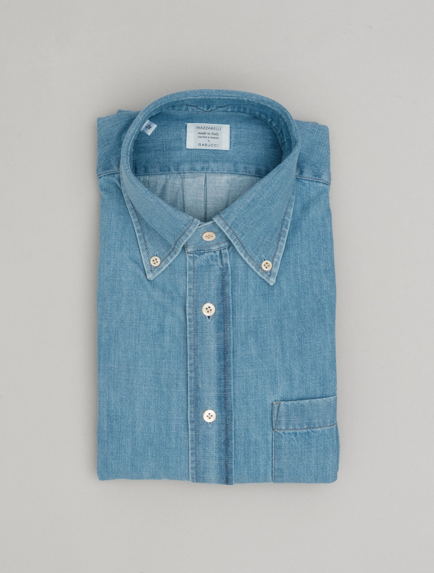 Japanese Denim IVY Fit Shirts Bleached Mazzarelli Shirts 38
