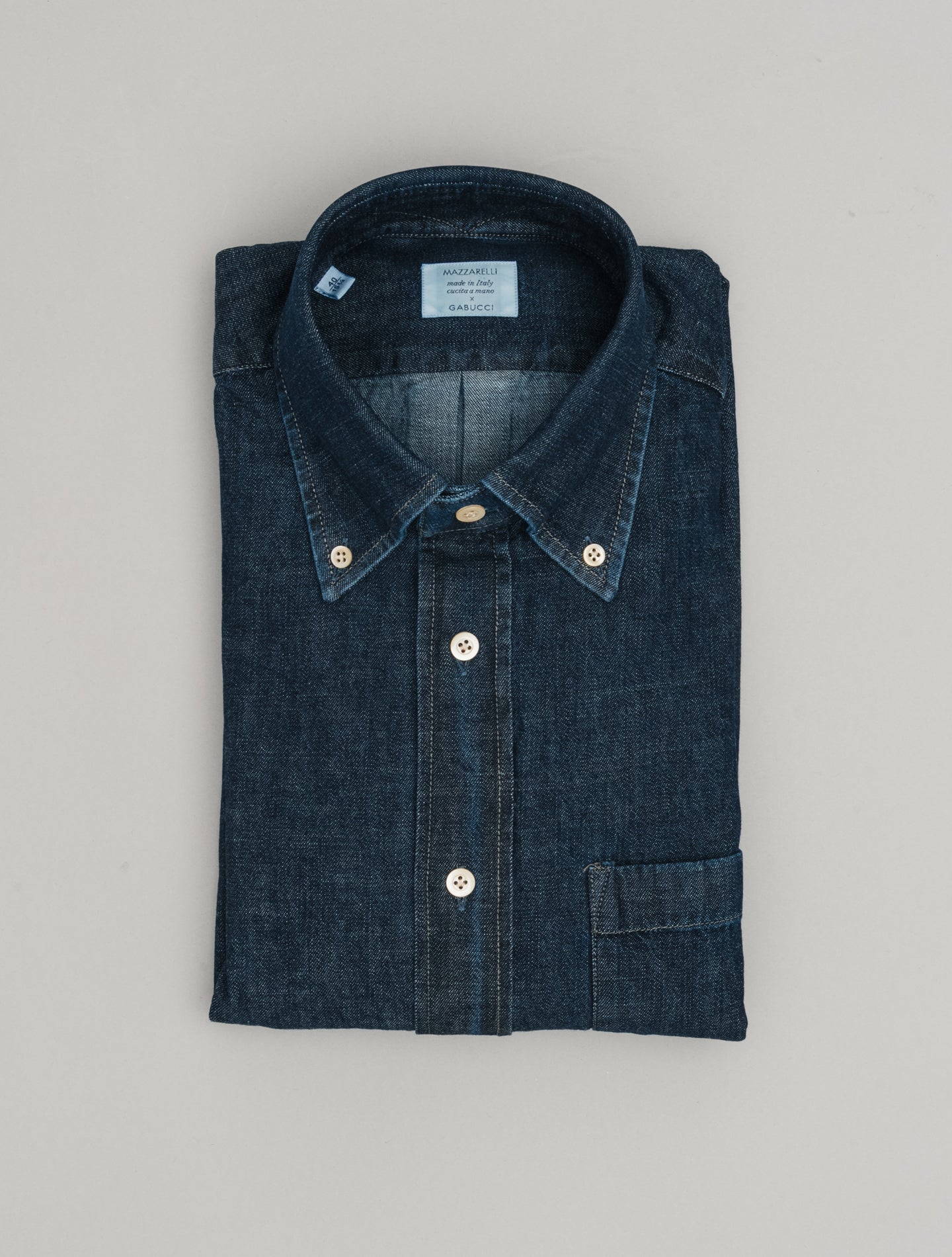 Japanese Denim IVY Fit Shirts Stone Washed Mazzarelli Shirts 38
