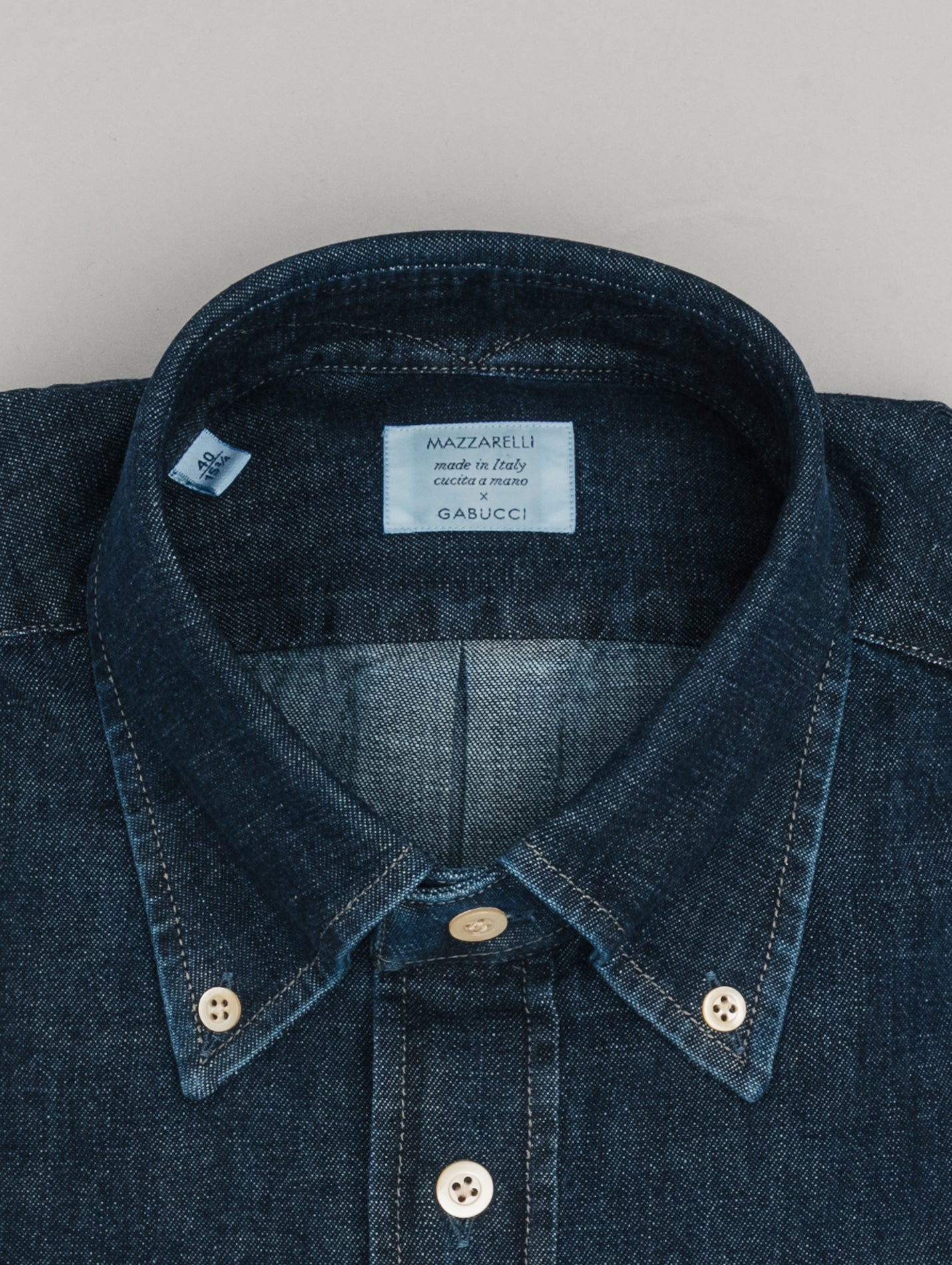 Japanese Denim IVY Fit Shirts Stone Washed Mazzarelli Shirts 38