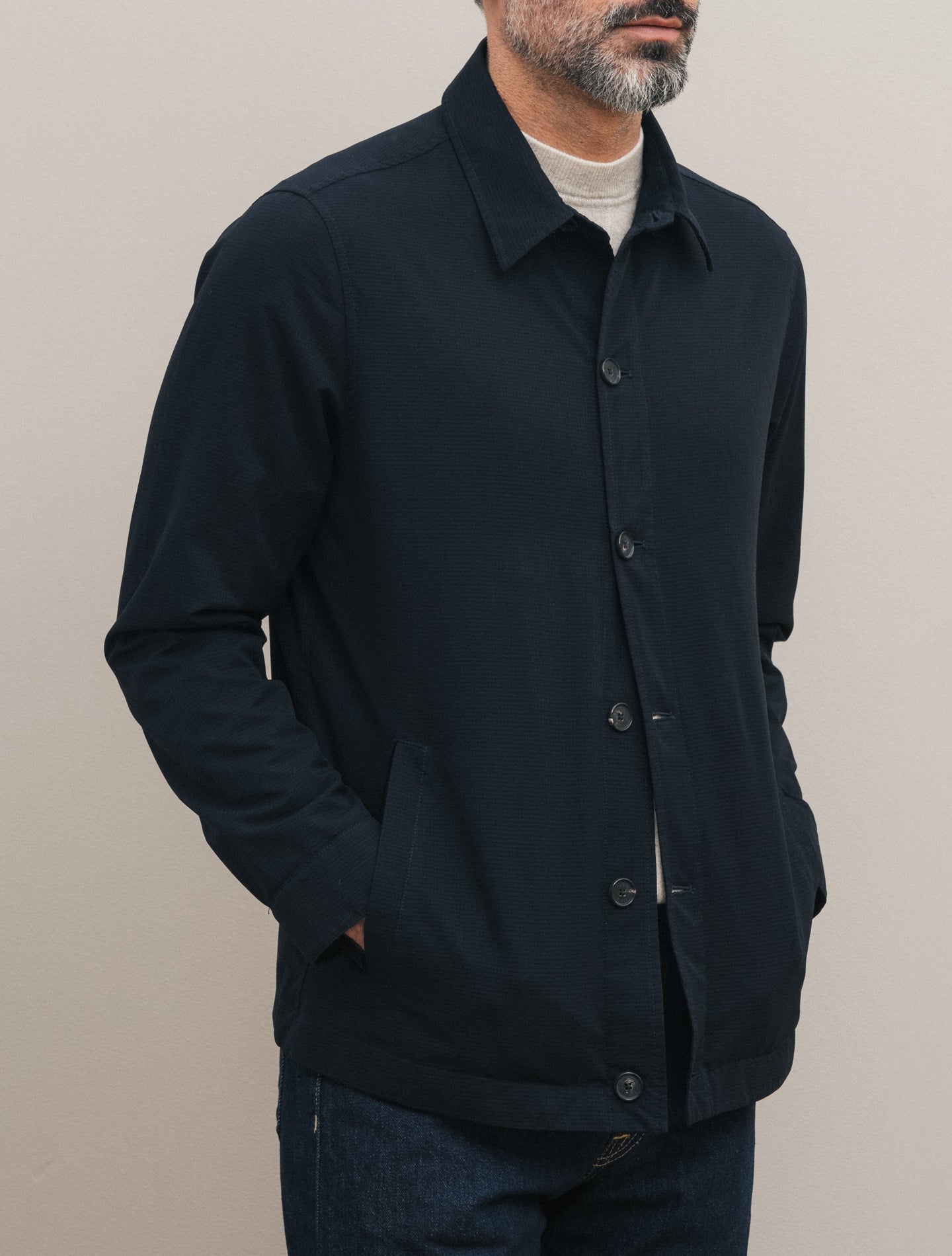 Japanese Nylon Jacket Navy Manto Outerwear 48