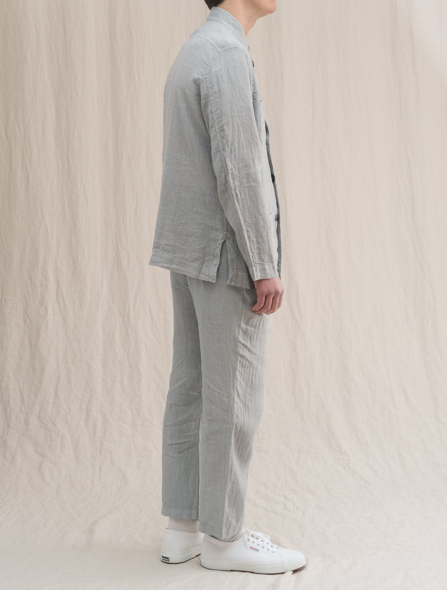 Keywest Pleated Linen Trouser Light Grey Massimo Alba Trousers L
