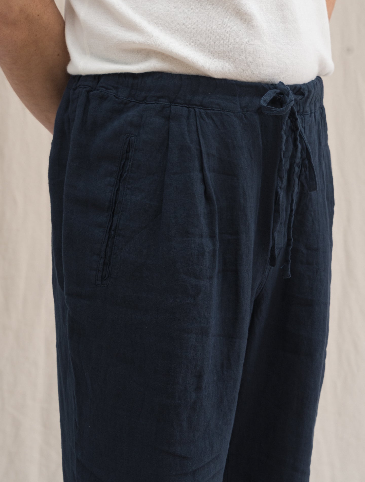 Keywest Pleated Linen Trouser Navy Massimo Alba Trousers L
