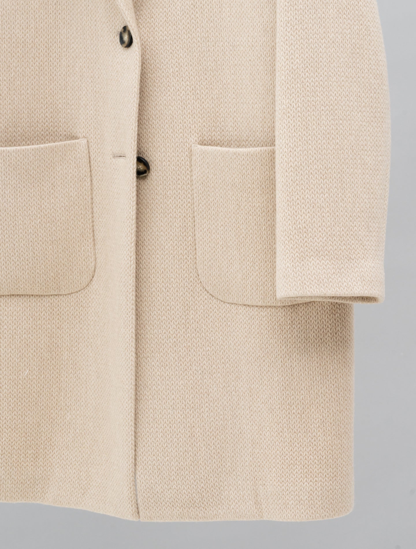 Knit Effect Wool Cashmere Silk Coat Beige Fedeli Outerwear IT 40