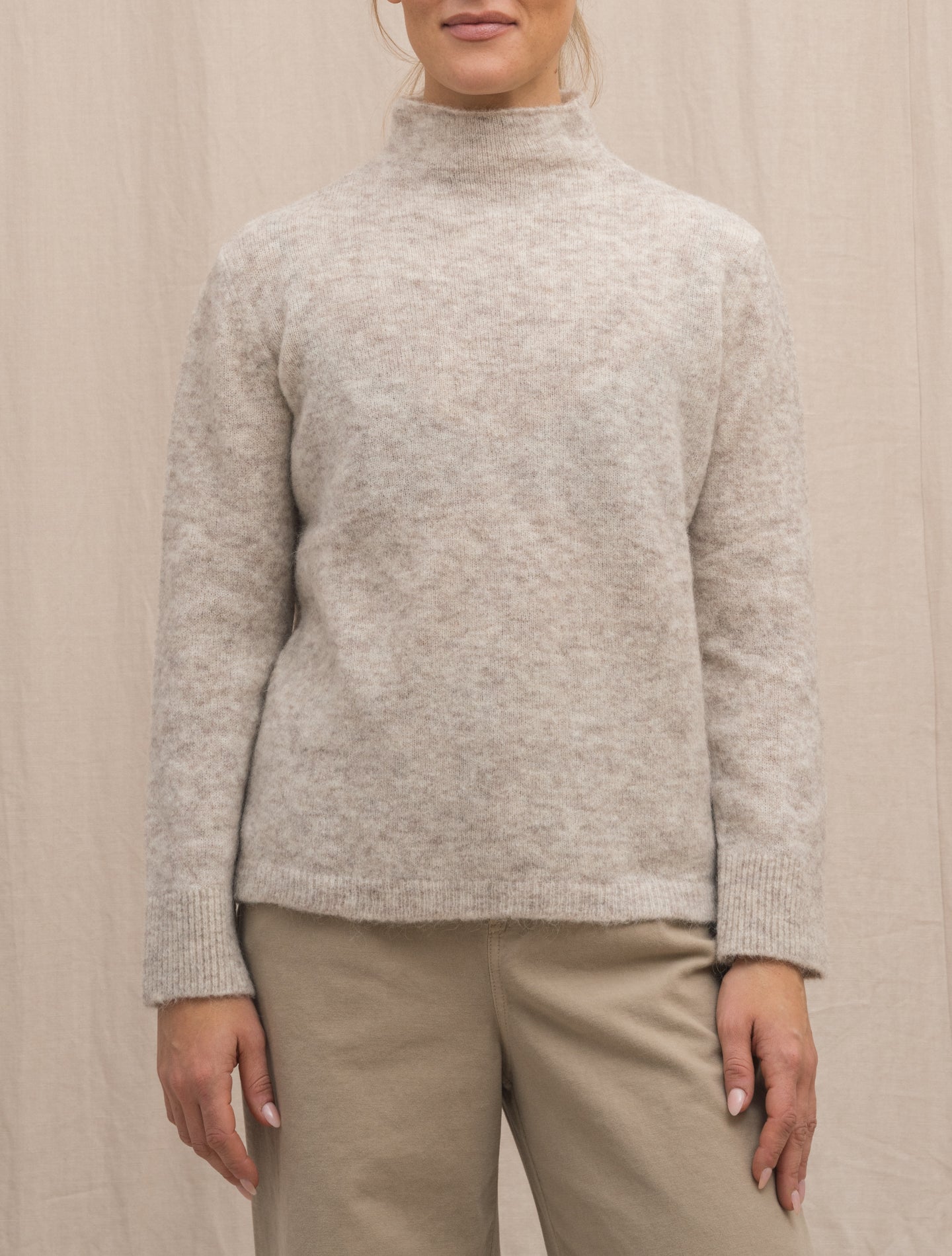 Knitted Alpaca Mockneck Beige Morgano Knitwear Gabucci