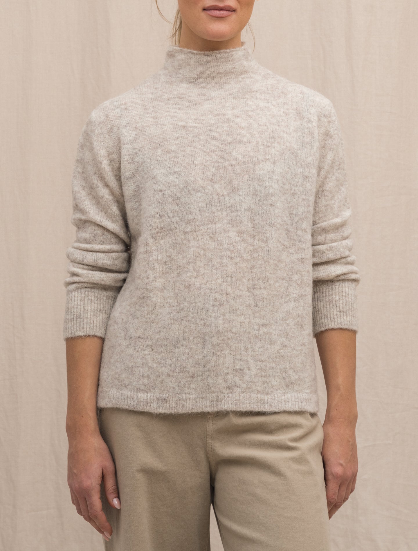 Knitted Alpaca Mockneck Beige Morgano Knitwear Gabucci