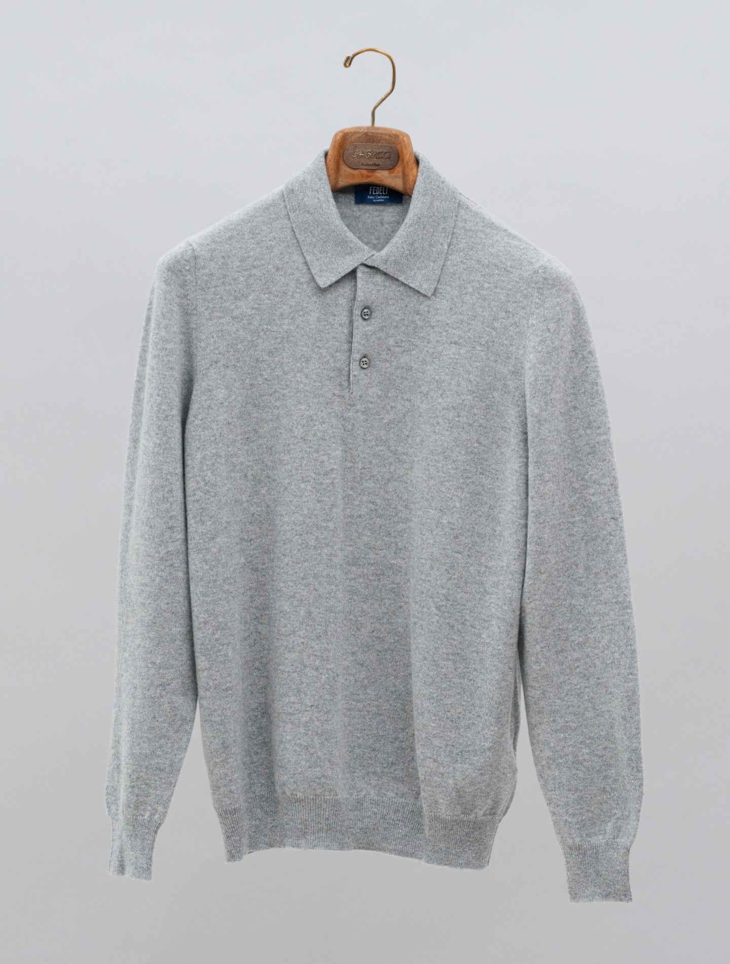 Knitted Baby Cashmere Polo Shirt Grey Fedeli Polo shirts 48