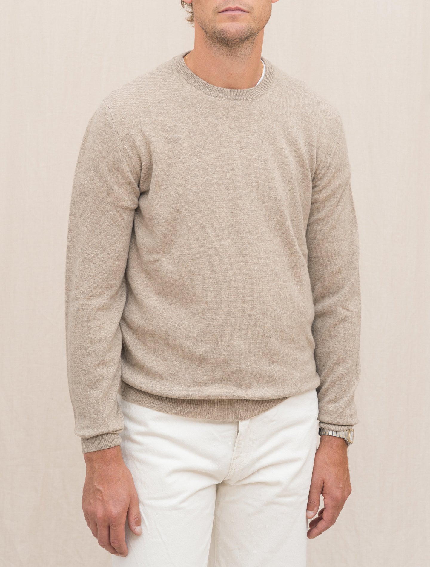 Knitted Cashmere Crewneck Beige Gabucci Knitwear 48