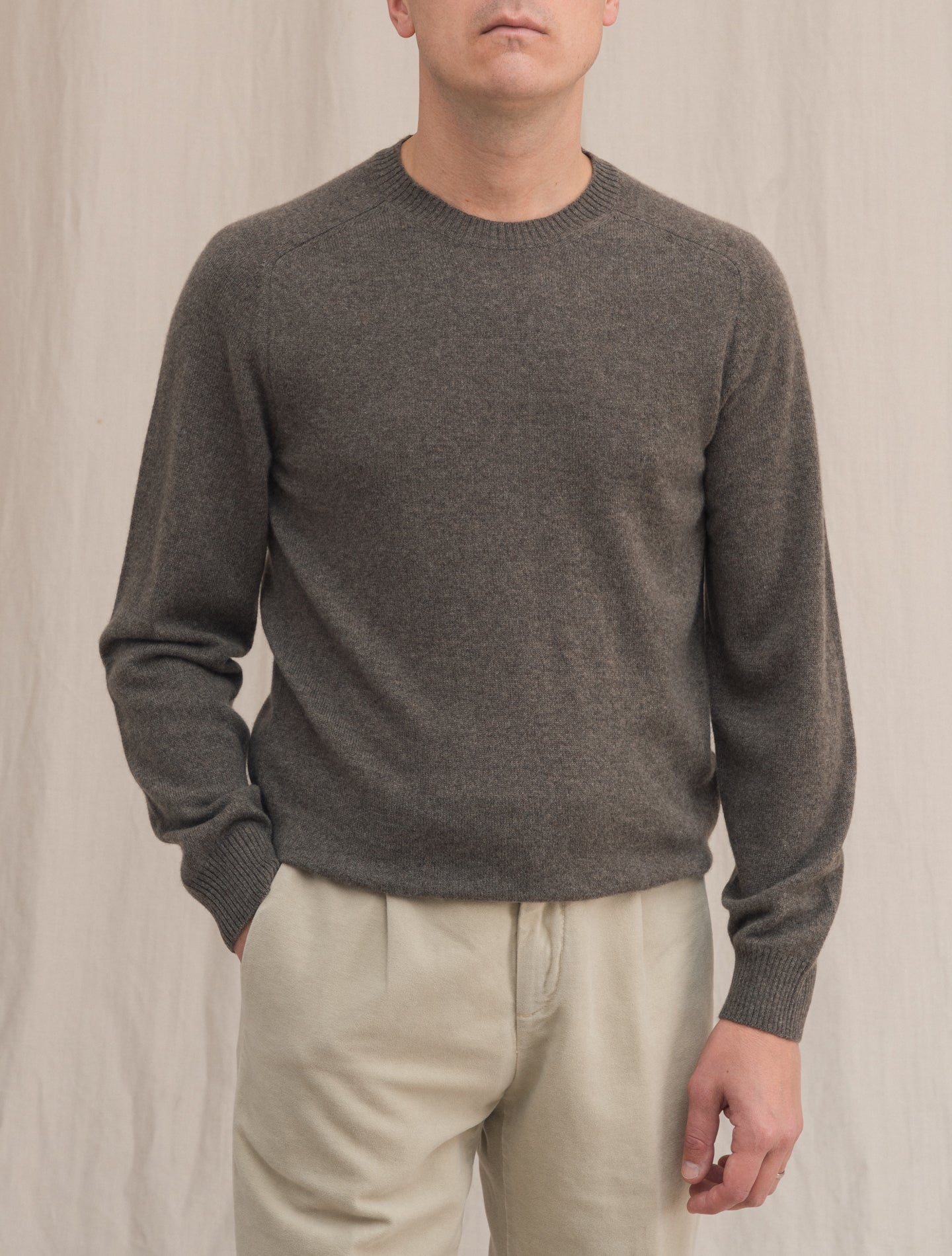 Knitted Cashmere Crewneck Brown | Gabucci