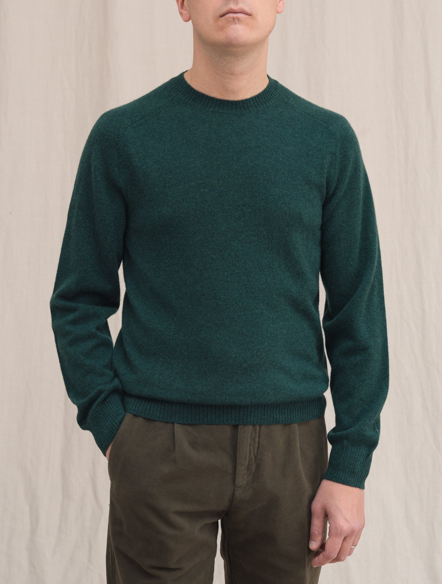 Knitted Cashmere Crewneck Green | Gabucci