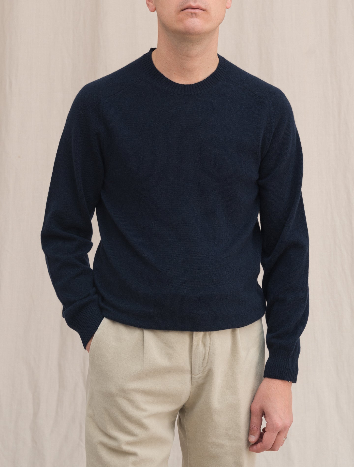 Knitted Cashmere Crewneck Navy | Gabucci