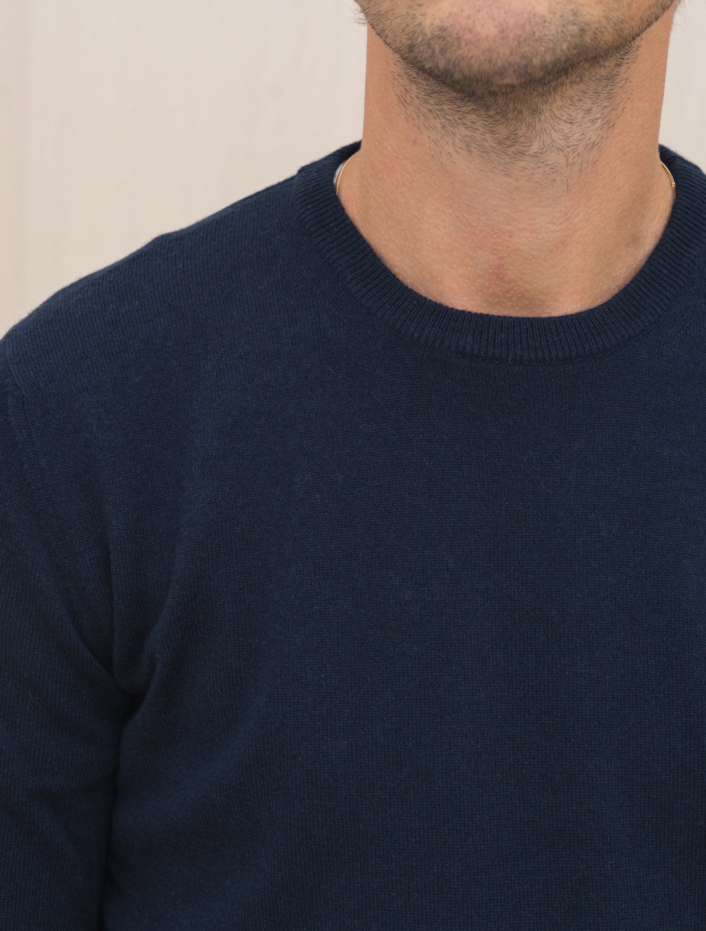 Knitted Cashmere Crewneck Navy Gabucci Knitwear Gabucci