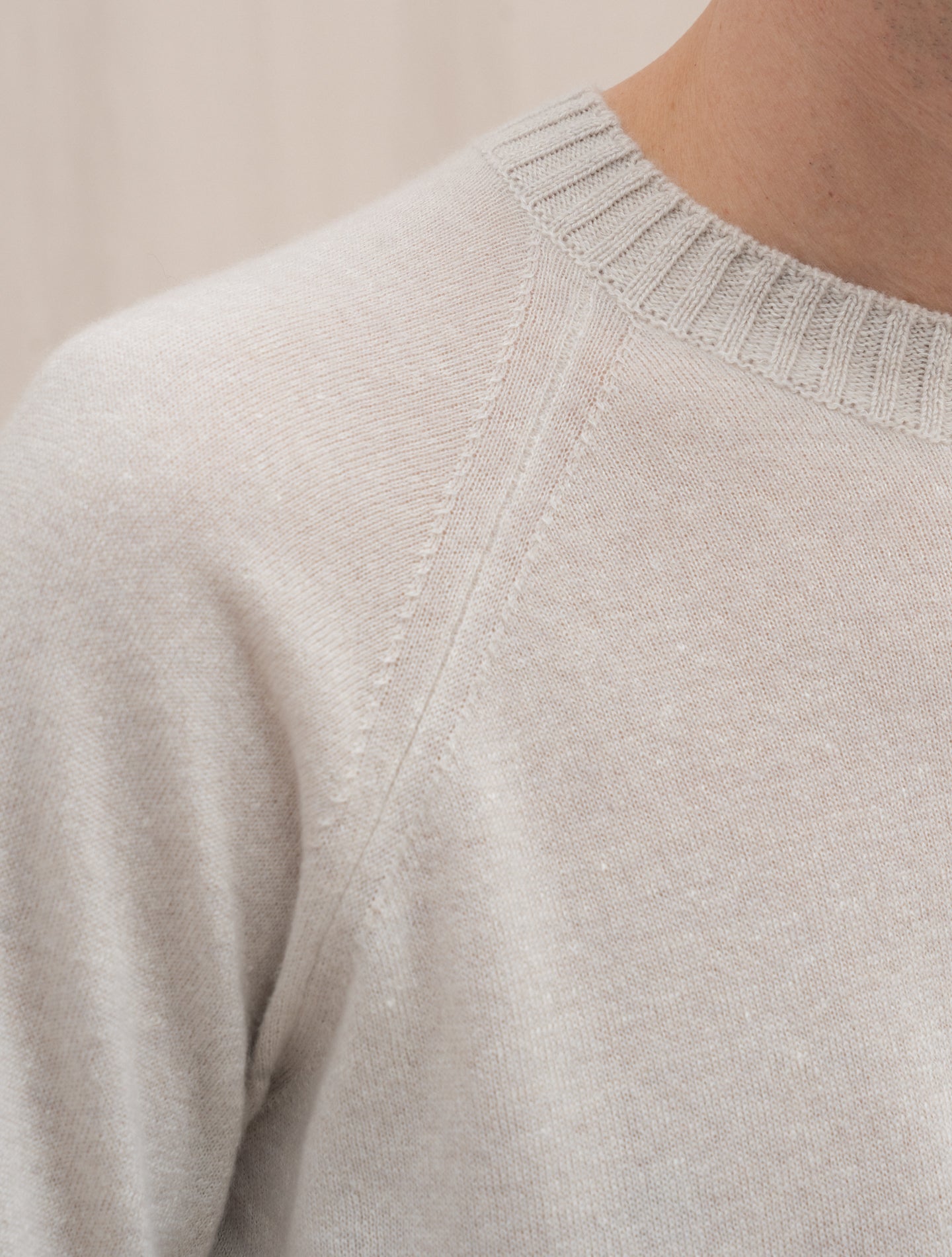 Knitted Cashmere Linen Crewneck Beige Fioroni Knitwear 48