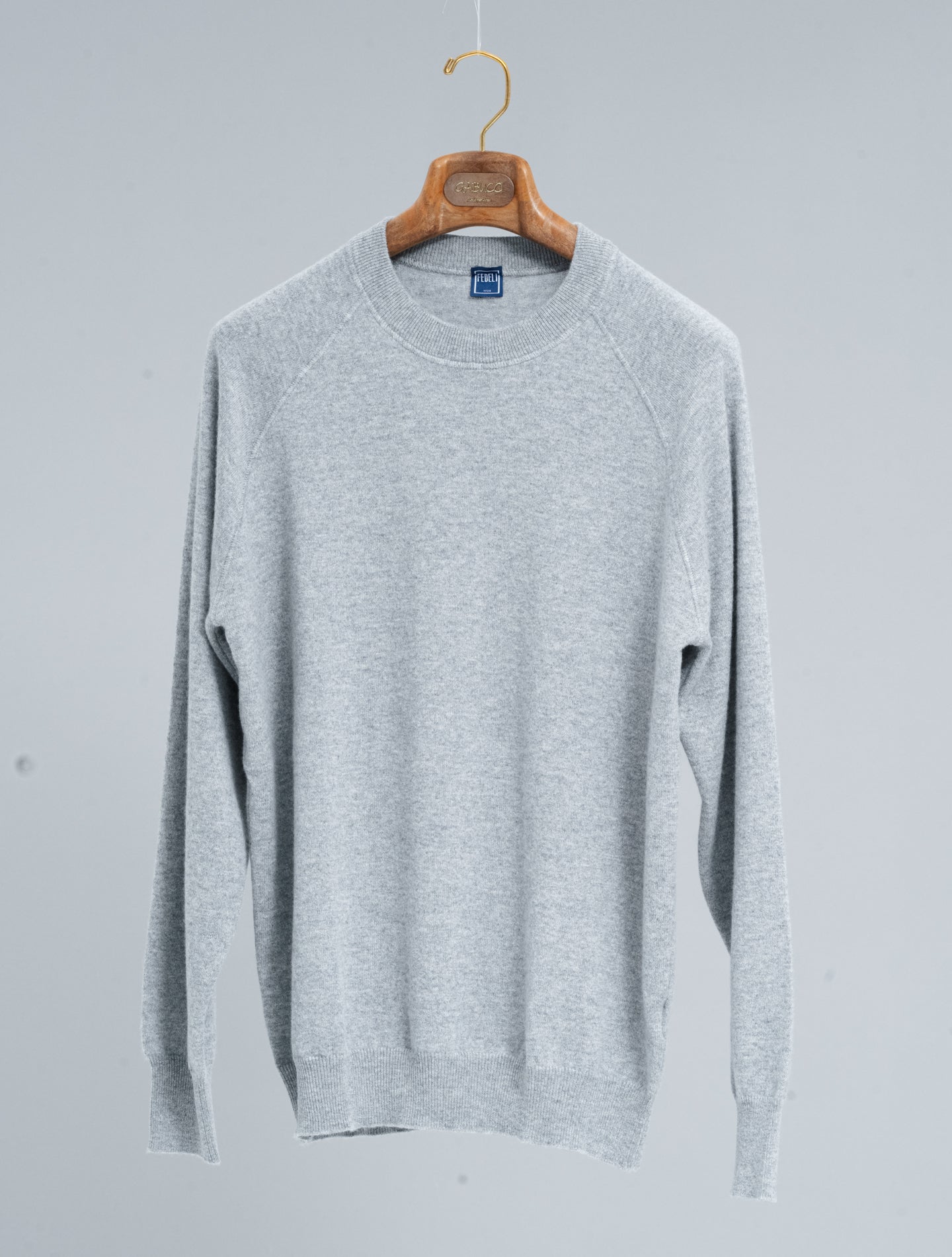 Knitted Cashmere Raglan Sweater Grey Fedeli Knitwear S