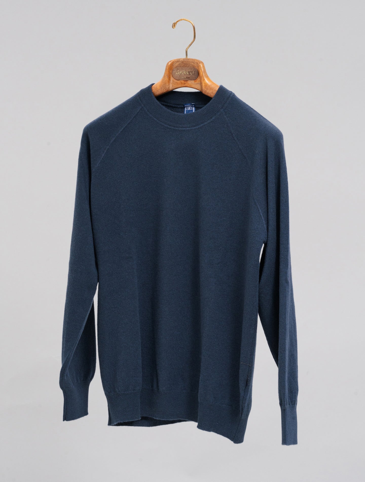 Knitted Cashmere Raglan Sweater Navy Fedeli Knitwear S