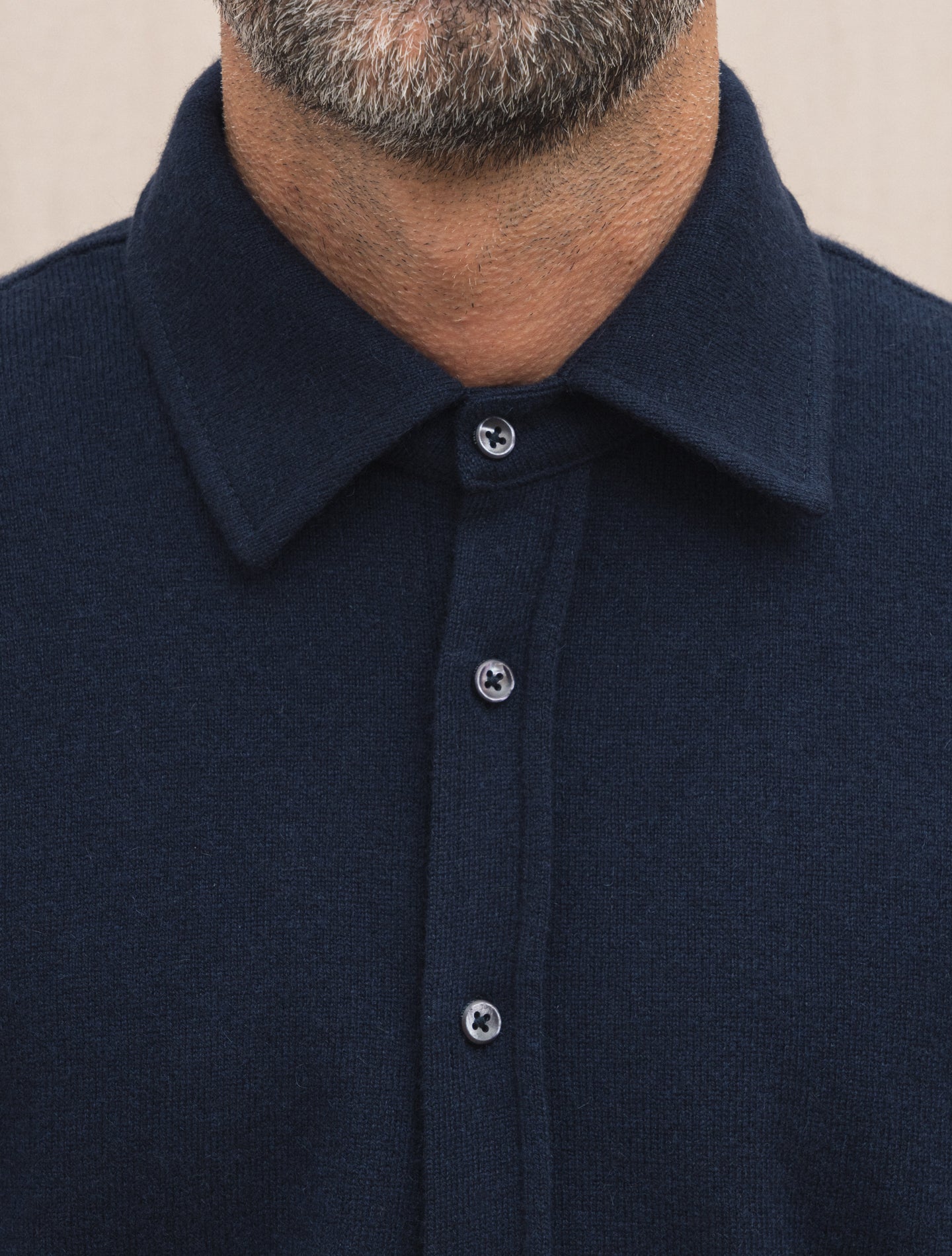 Knitted Cashmere Shirt Navy Fioroni Polo shirts Gabucci