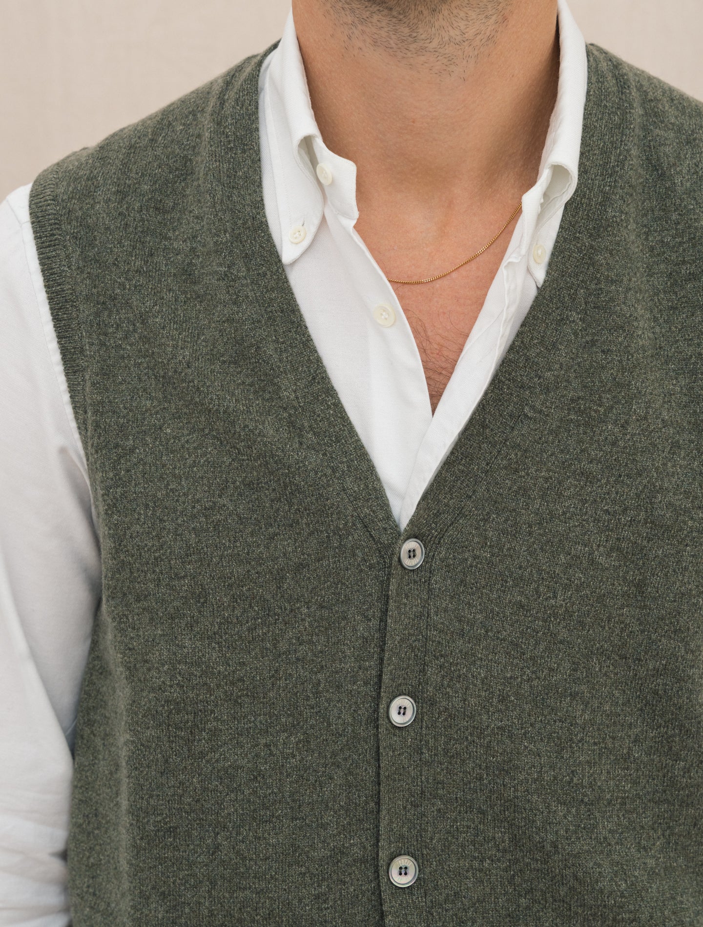 Knitted Cashmere Vest Green Fedeli Knitwear 48