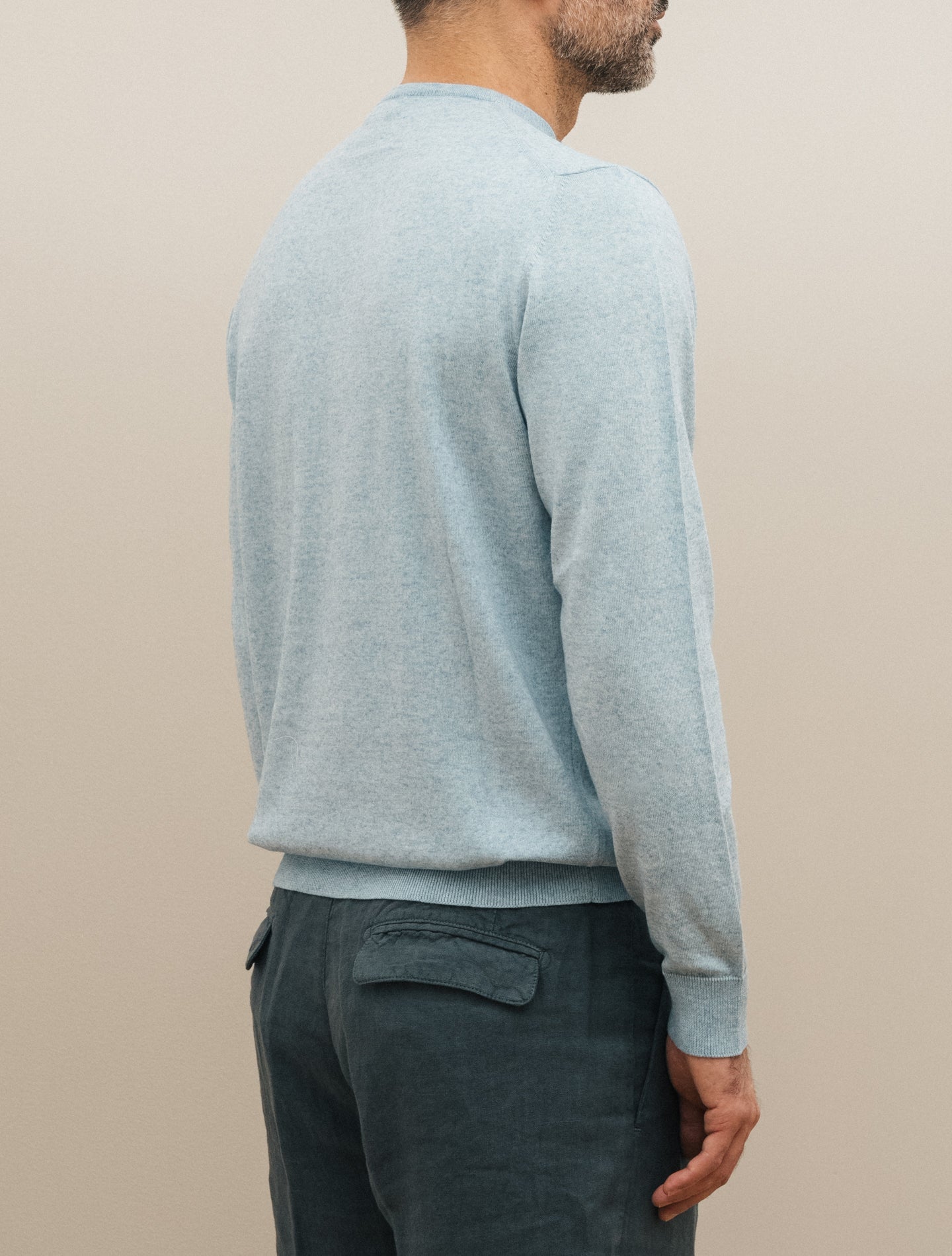 Knitted Cotton Cashmere Crewneck Light Blue Morgano Knitwear 48