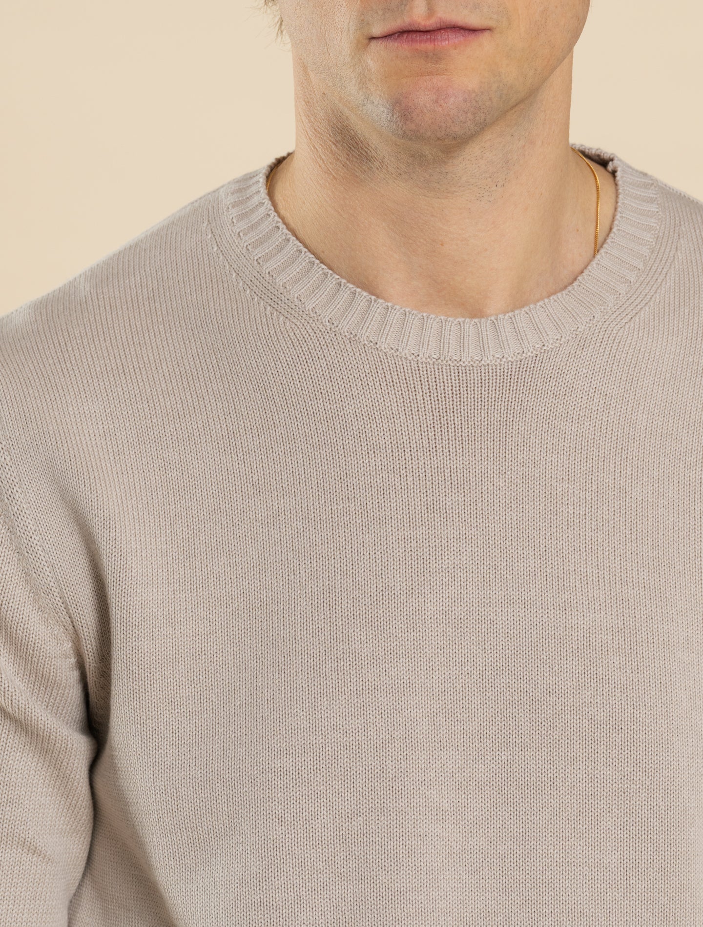 Knitted Cotton Crewneck Beige Morgano Knitwear 48