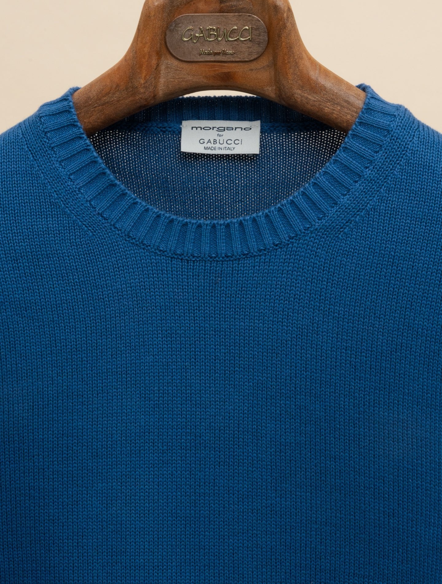 Knitted Cotton Crewneck Blue Morgano Knitwear 48