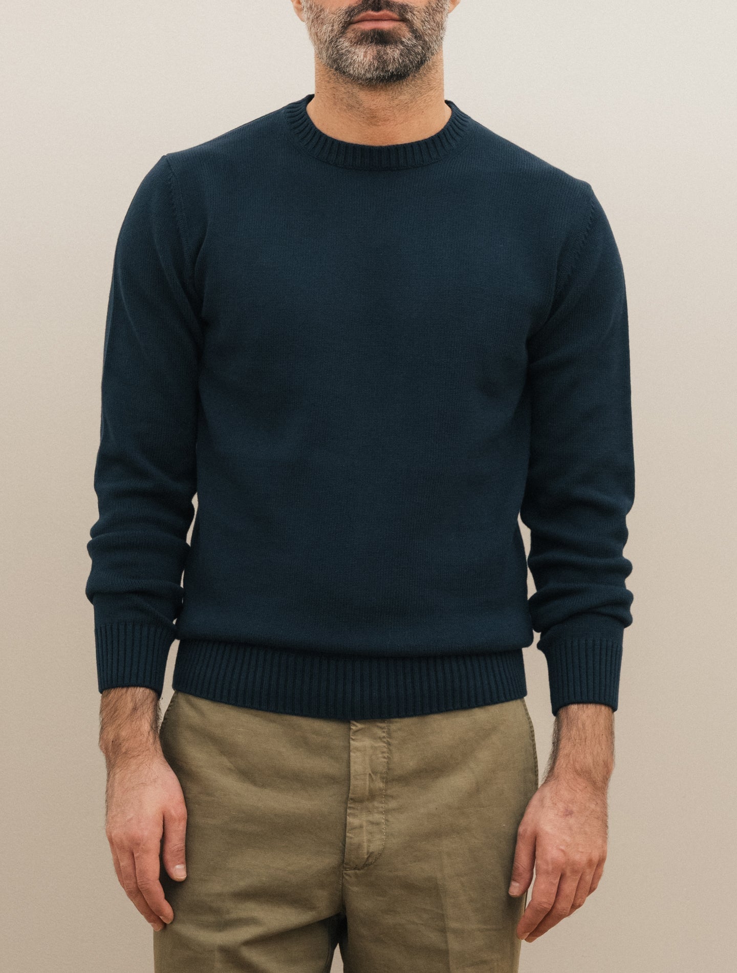 Knitted Cotton Crewneck Navy Morgano Knitwear 48